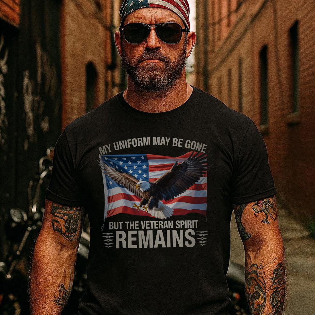My Uniform May Be Gone but the Veteran Spirit Remains US Military Patriotic Tribute T-Shirt