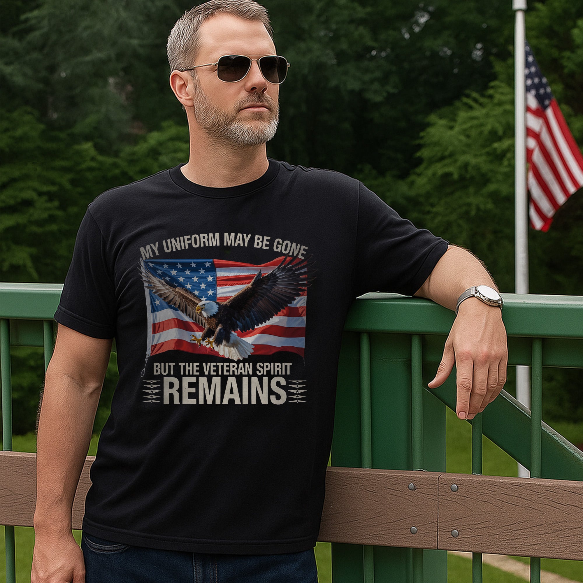 My Uniform May Be Gone but the Veteran Spirit Remains US Military Patriotic Tribute T-Shirt