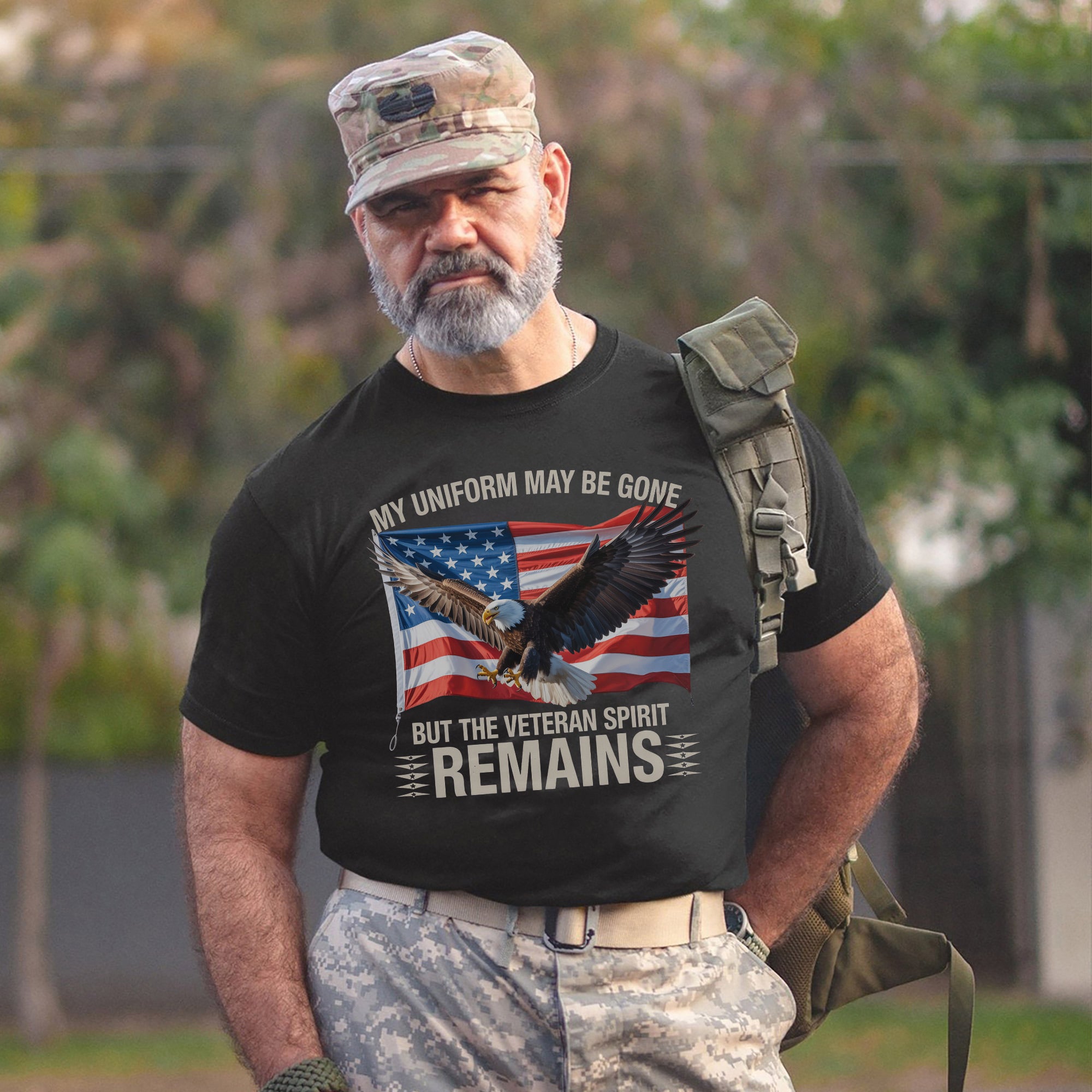 My Uniform May Be Gone but the Veteran Spirit Remains US Military Patriotic Tribute T-Shirt