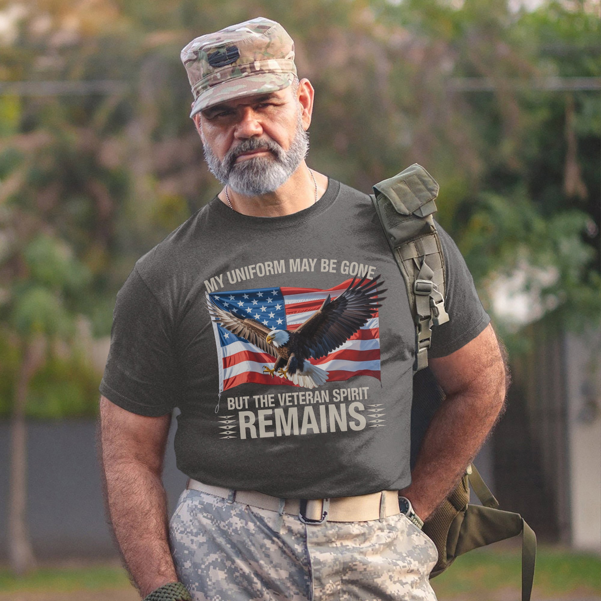 My Uniform May Be Gone but the Veteran Spirit Remains US Military Patriotic Tribute T-Shirt