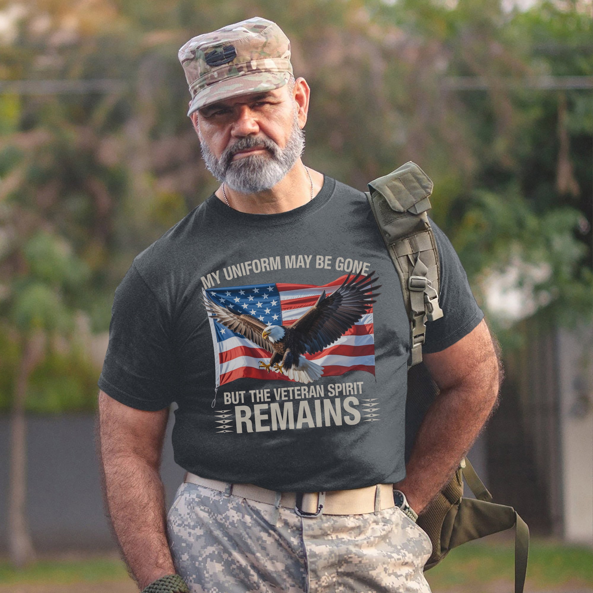 My Uniform May Be Gone but the Veteran Spirit Remains US Military Patriotic Tribute T-Shirt