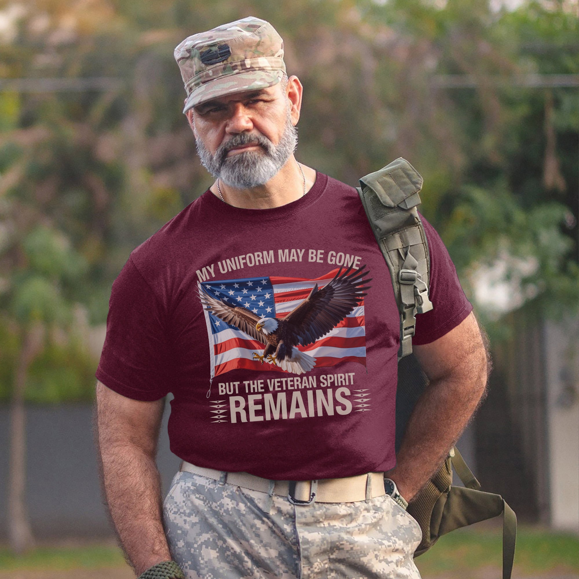My Uniform May Be Gone but the Veteran Spirit Remains US Military Patriotic Tribute T-Shirt
