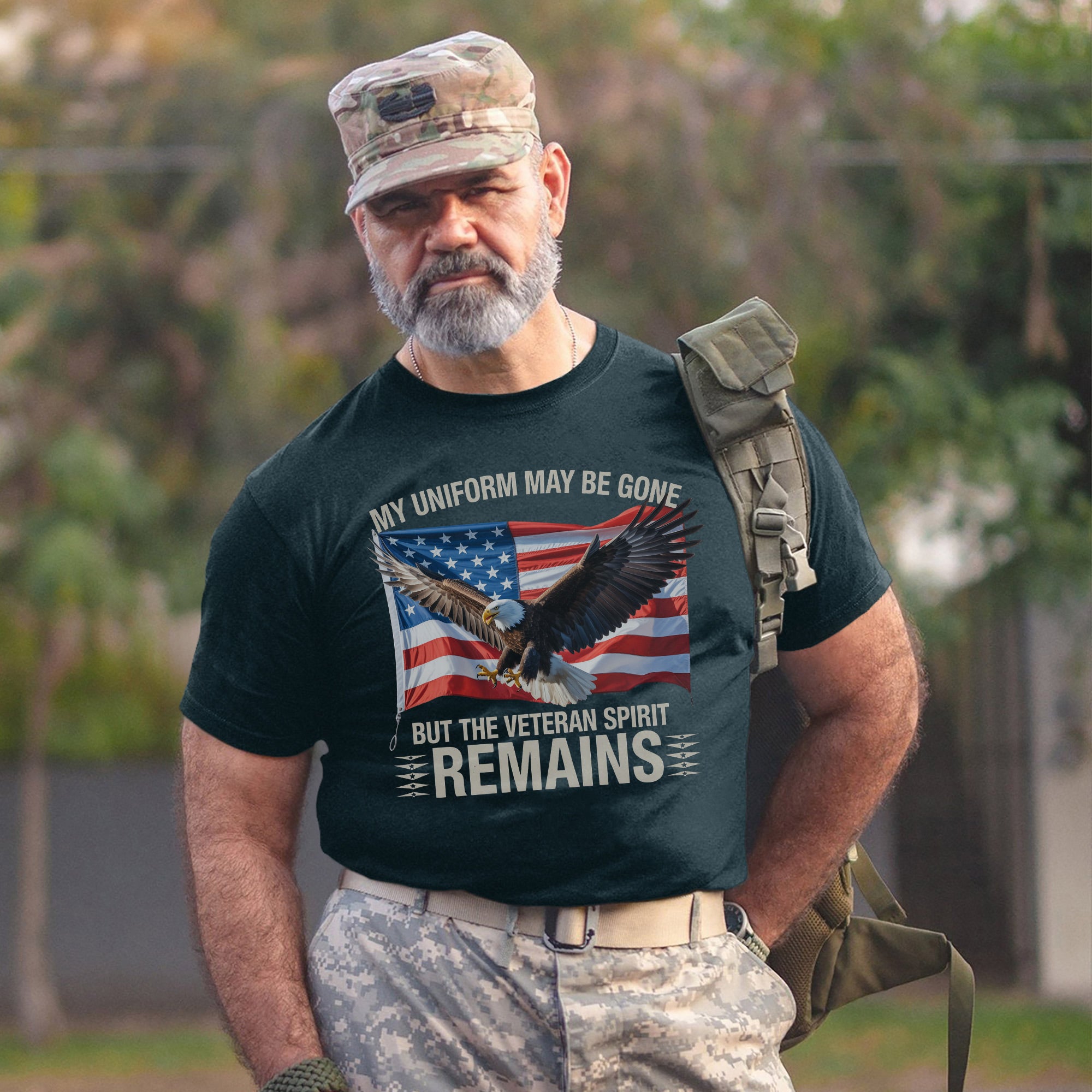 My Uniform May Be Gone but the Veteran Spirit Remains US Military Patriotic Tribute T-Shirt