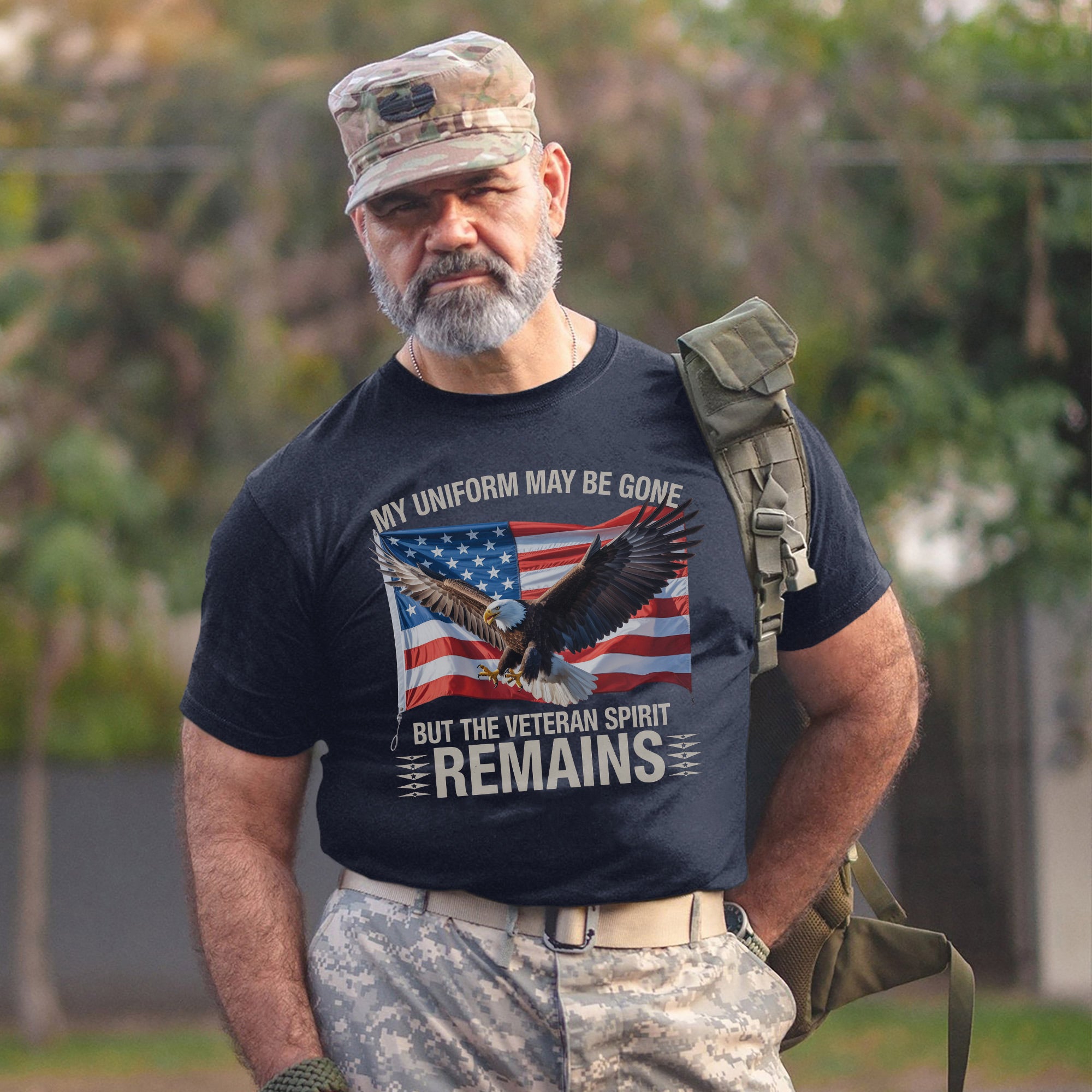 My Uniform May Be Gone but the Veteran Spirit Remains US Military Patriotic Tribute T-Shirt