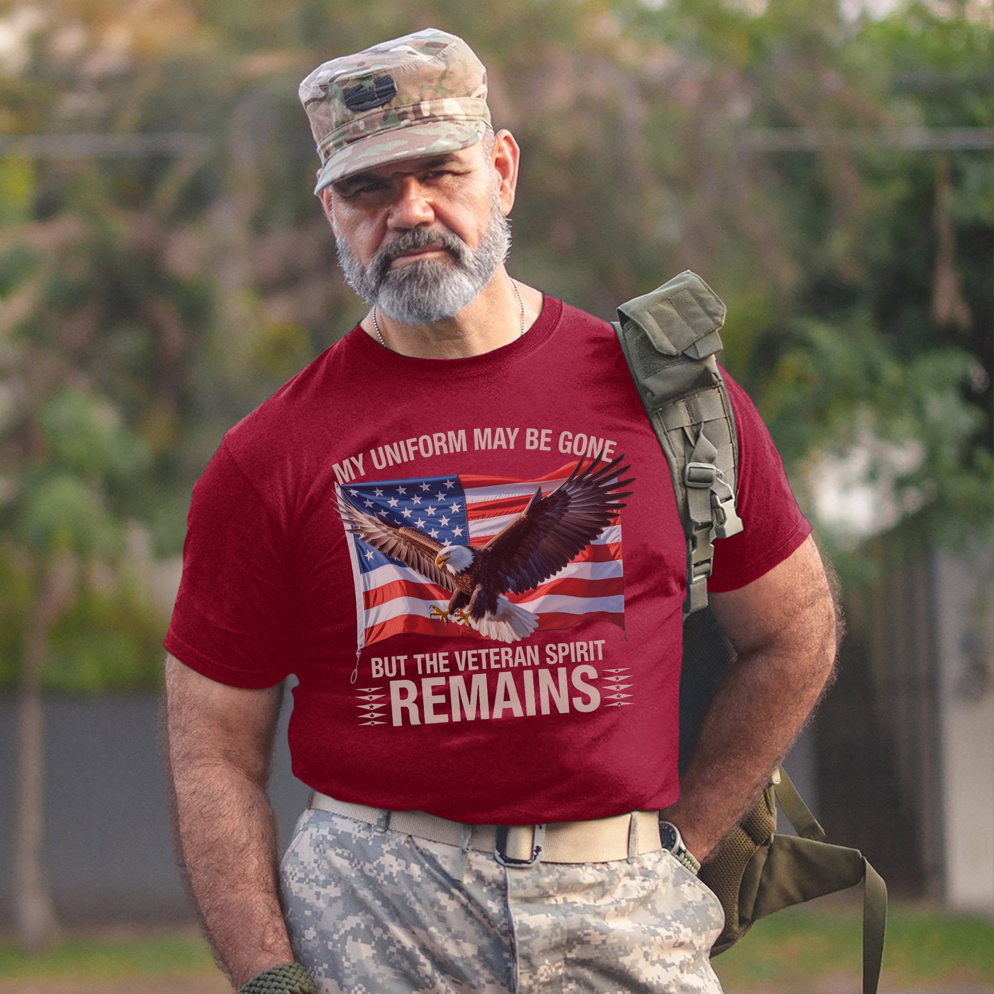 My Uniform May Be Gone but the Veteran Spirit Remains US Military Patriotic Tribute T-Shirt