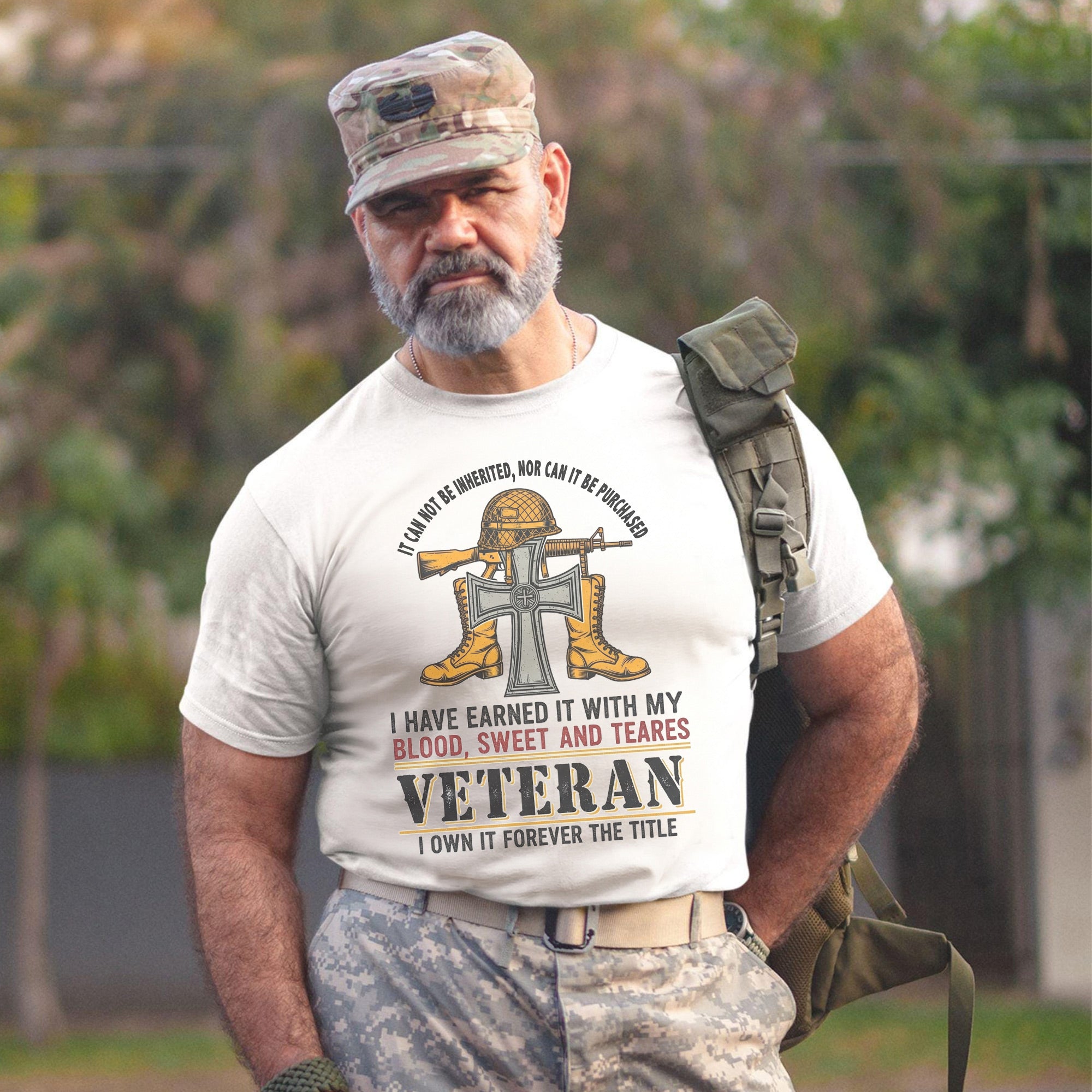 Earned with Blood Sweat and Tears I Own Forever the Title Veteran US Military T-Shirt