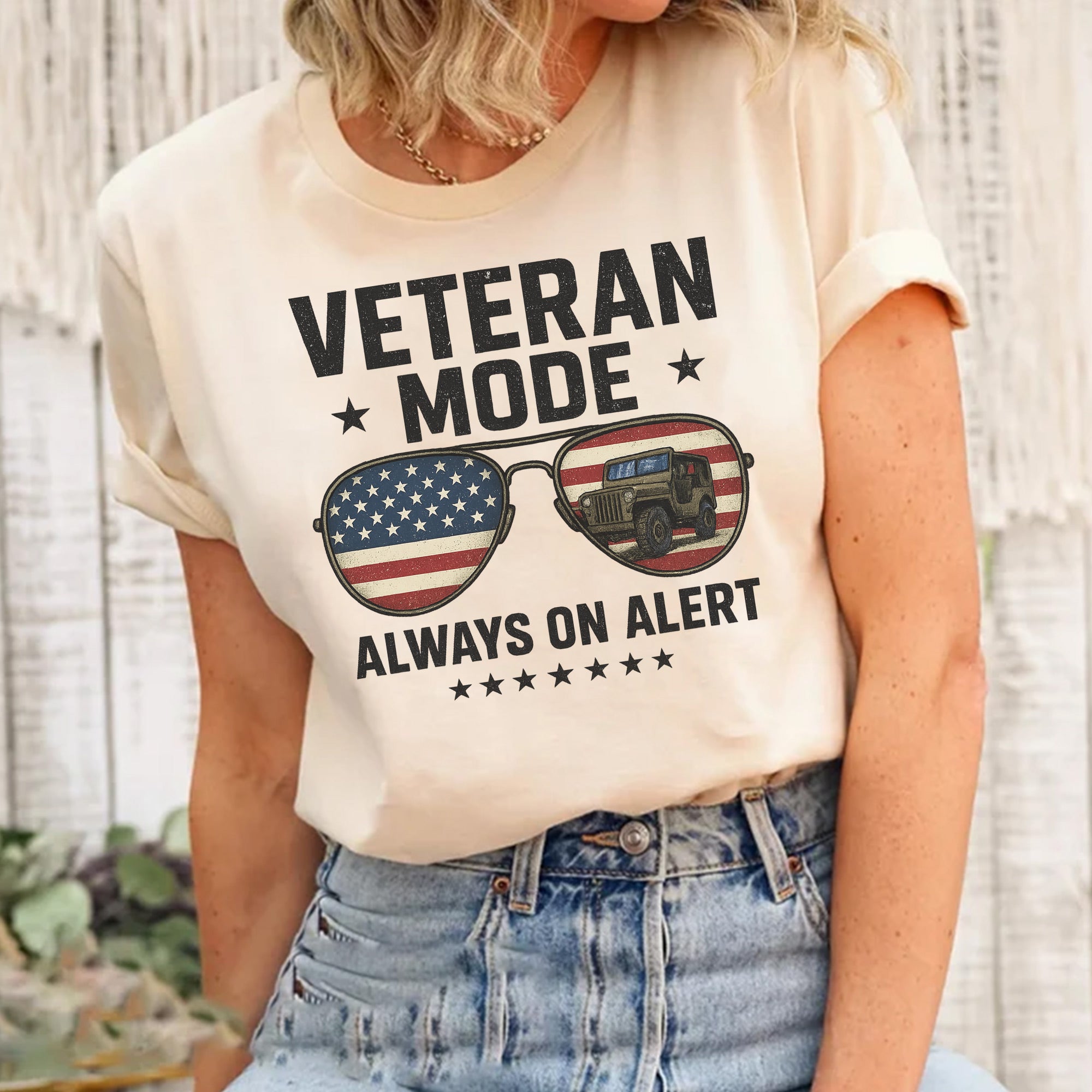 Veteran Mode Always on Alert US Military Patriotic Honor and Service Tribute T-Shirt