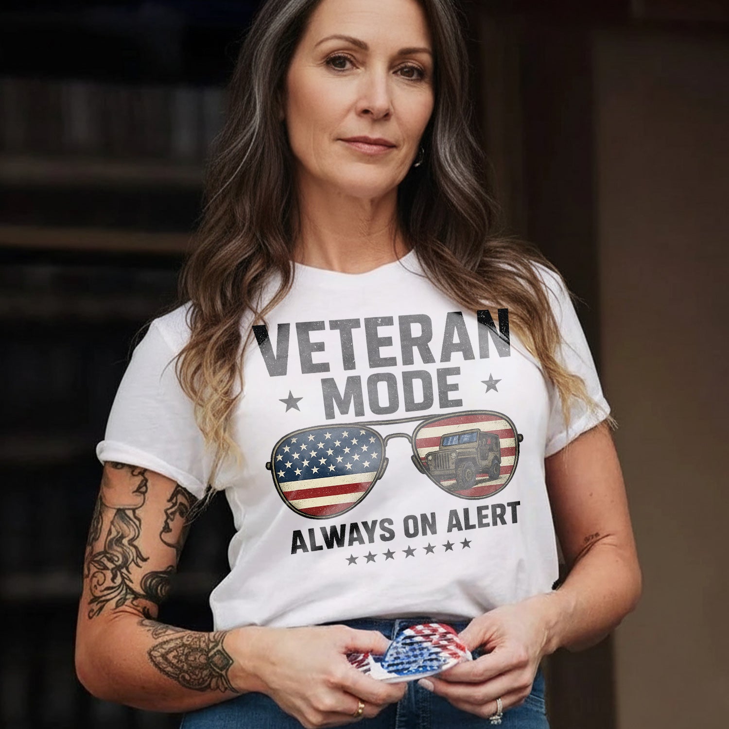 Veteran Mode Always on Alert US Military T-Shirt Secondary image