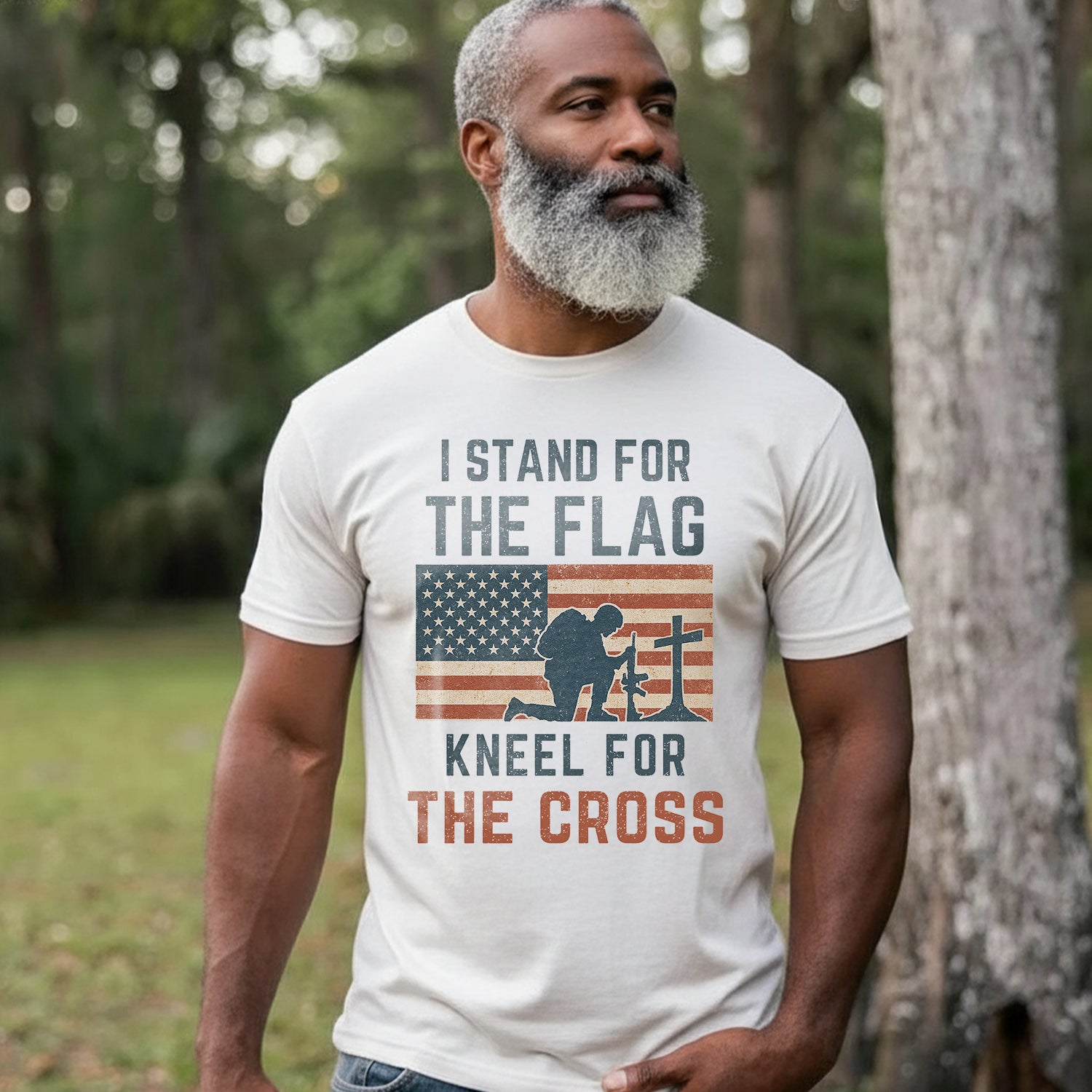 Stand for the Flag Kneel for the Cross US T-Shirt