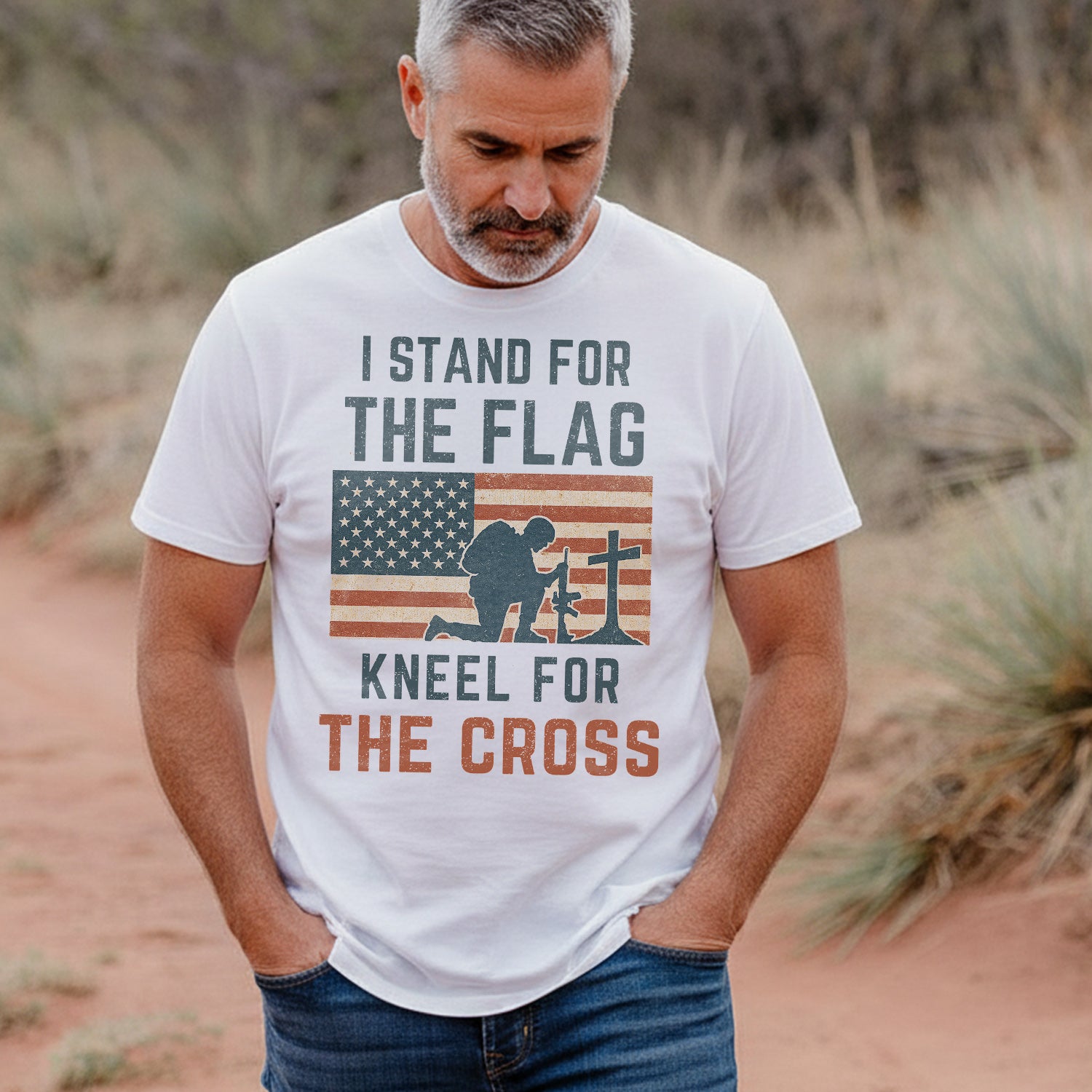 Stand for the Flag Kneel for the Cross US T-Shirt