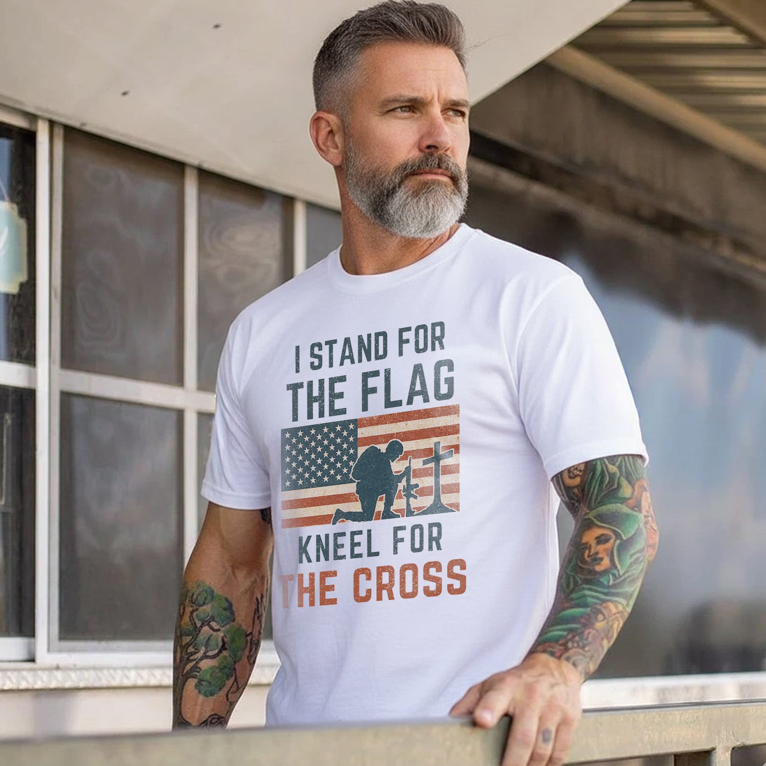 Stand for the Flag Kneel for the Cross US T-Shirt