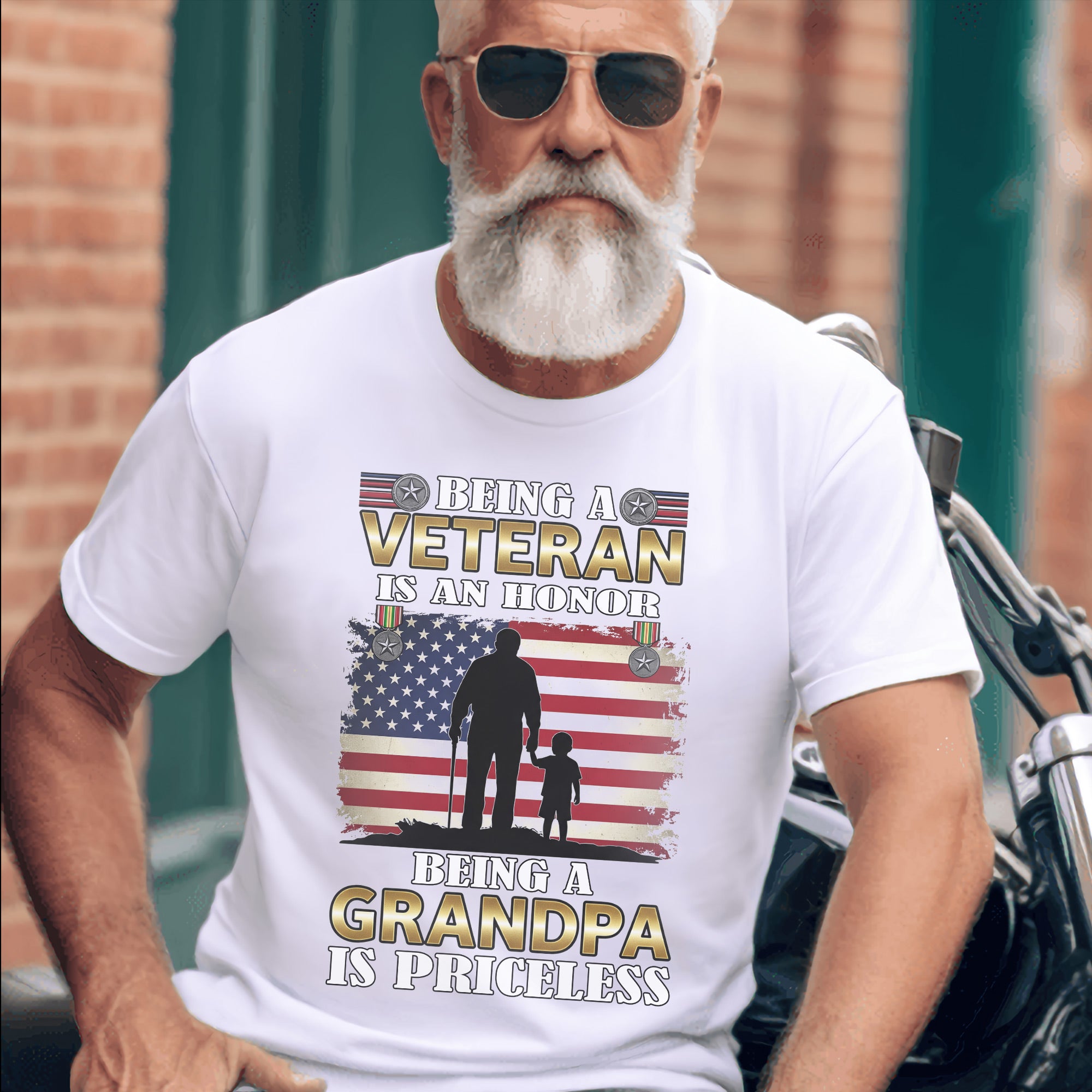 Being a Veteran Is an Honor Being a Grandpa Is Priceless US Military Patriotic T-Shirt