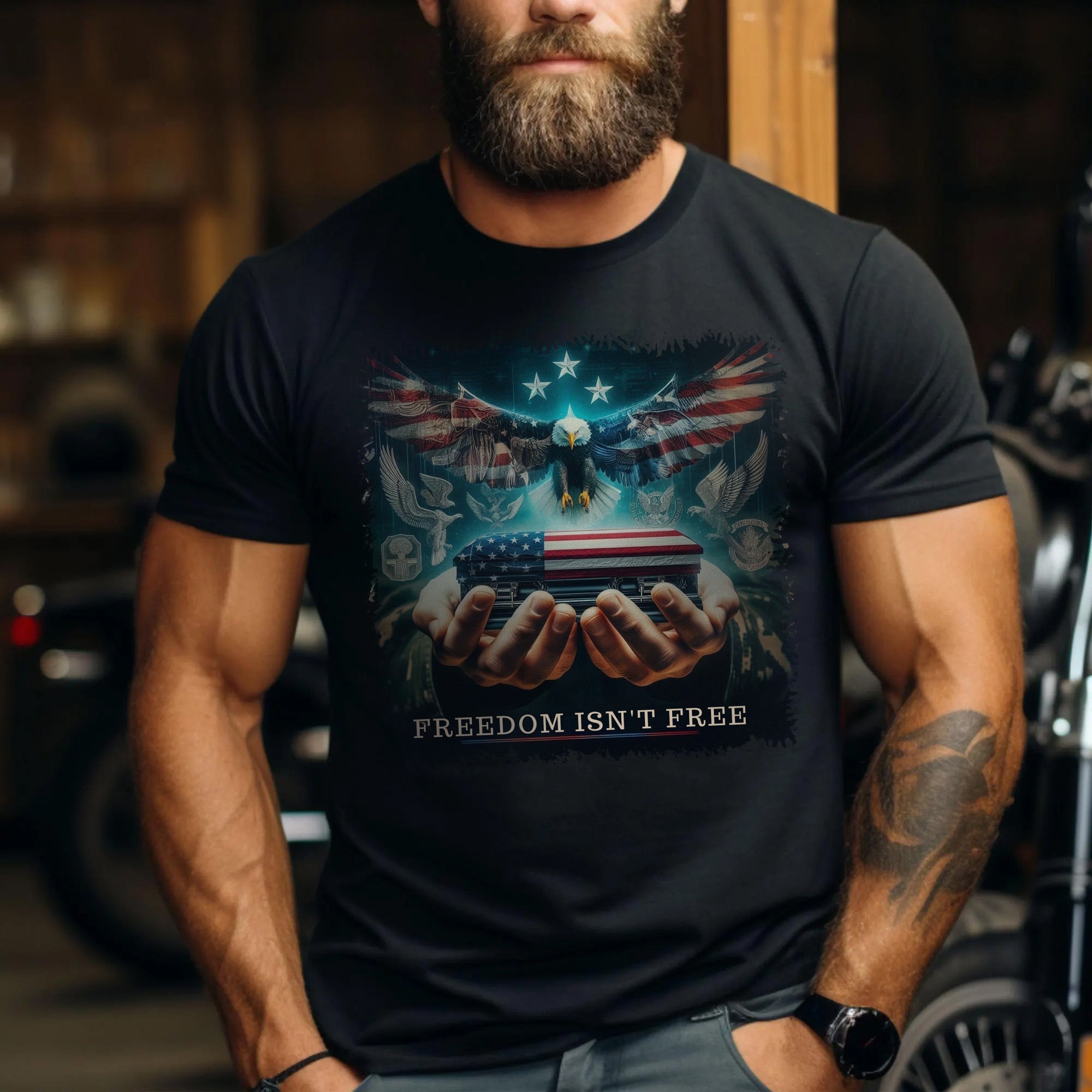 Freedom Isn’t Free US Military Veteran Patriotic Tribute Honoring Service and Sacrifice T-Shirt