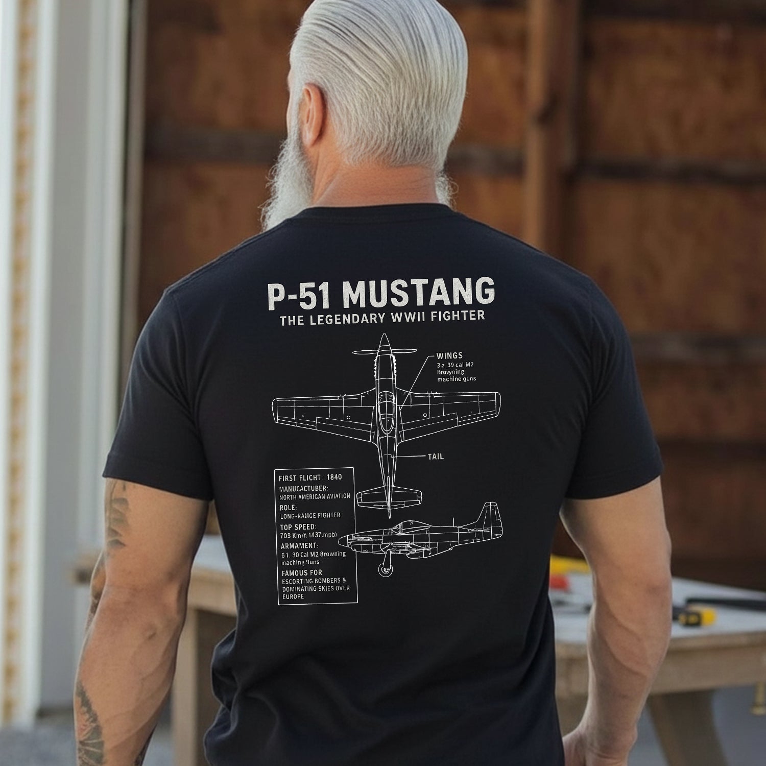 P-51 Mustang Legendary WWII Fighter T-Shirt Secondary image