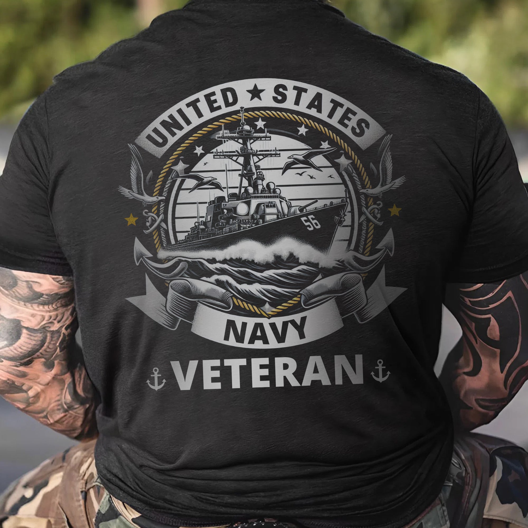 United States Navy Veteran US Military Patriotic Honoring Service and Sacrifice T-Shirt