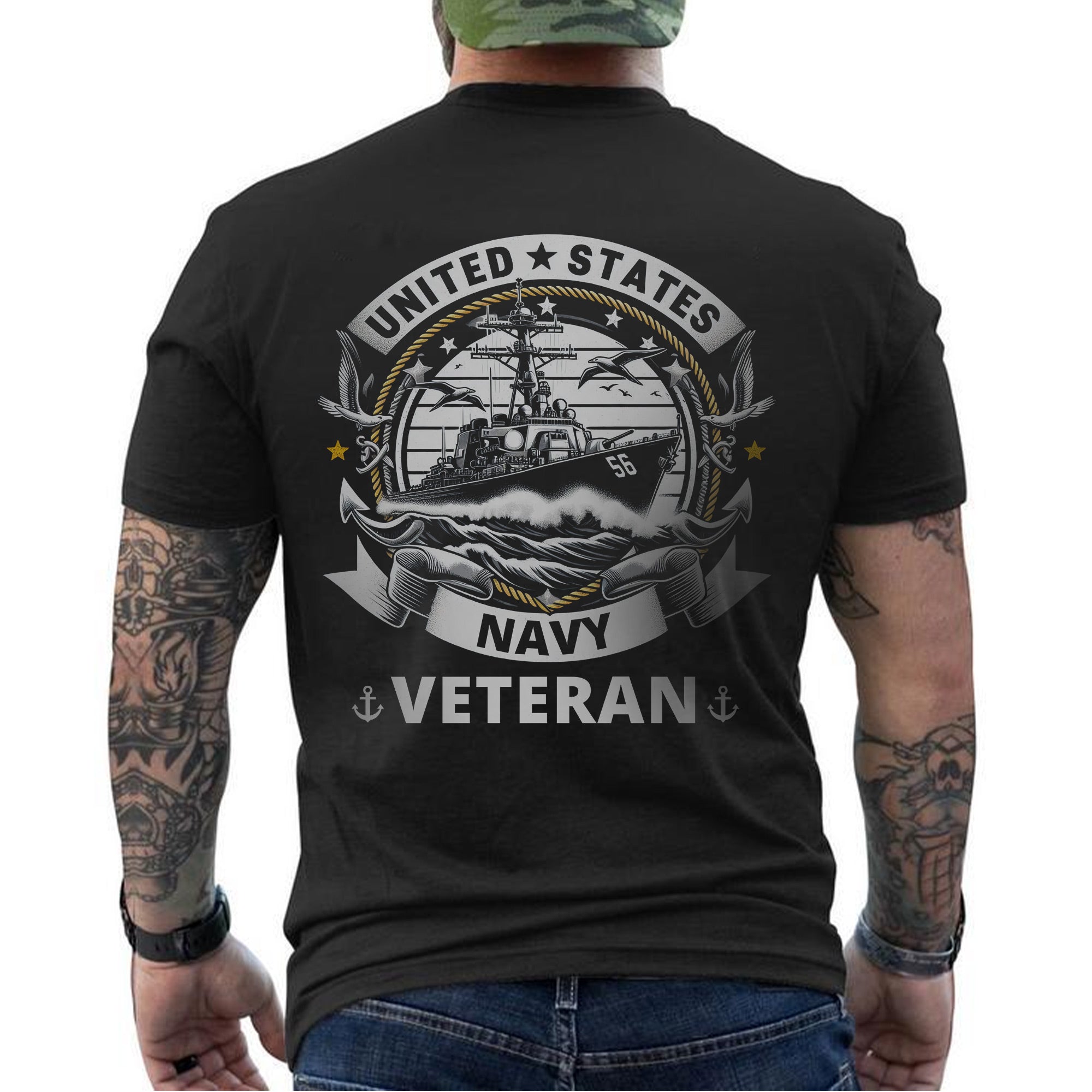 United States Navy Veteran US Military Patriotic Honoring Service and Sacrifice T-Shirt