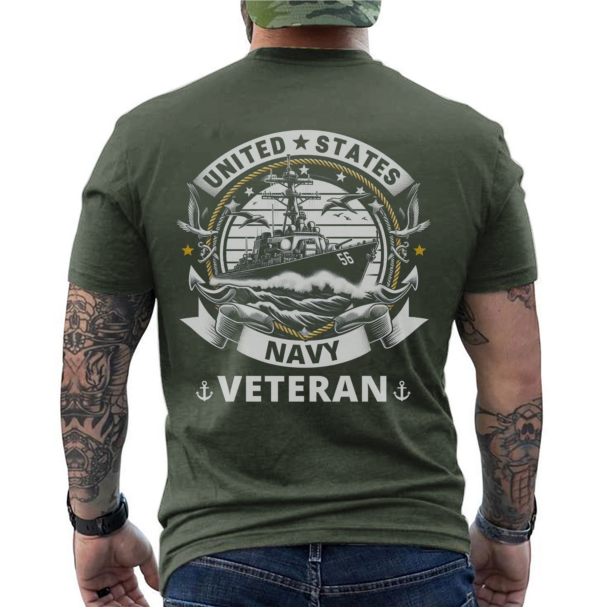 United States Navy Veteran US Military Patriotic Honoring Service and Sacrifice T-Shirt