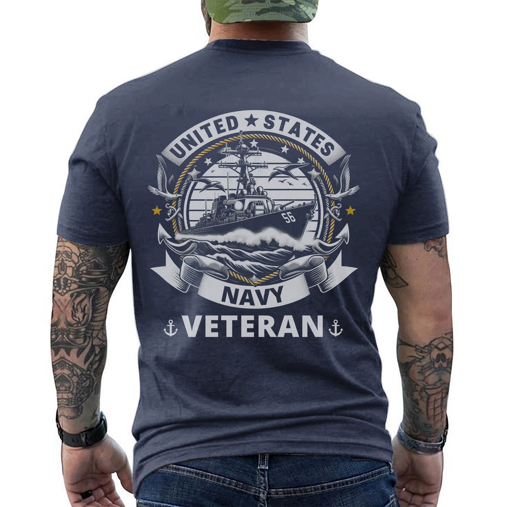 United States Navy Veteran US Military Patriotic Honoring Service and Sacrifice T-Shirt