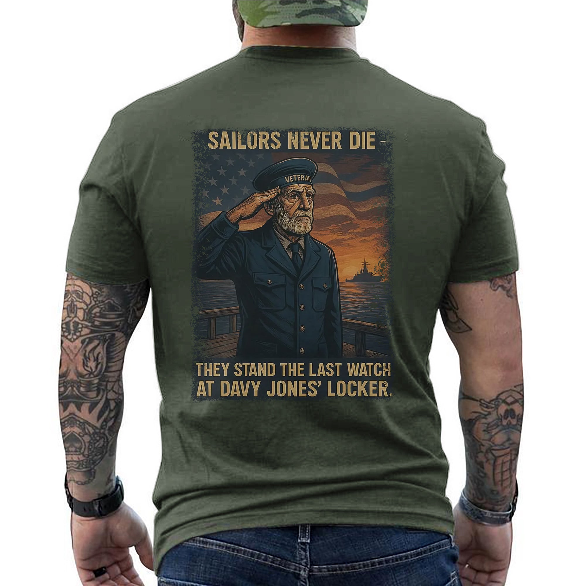 Sailors Never Die They Stand the Last Watch at Davy Jones’ Locker US Navy Veteran Tribute T-Shirt