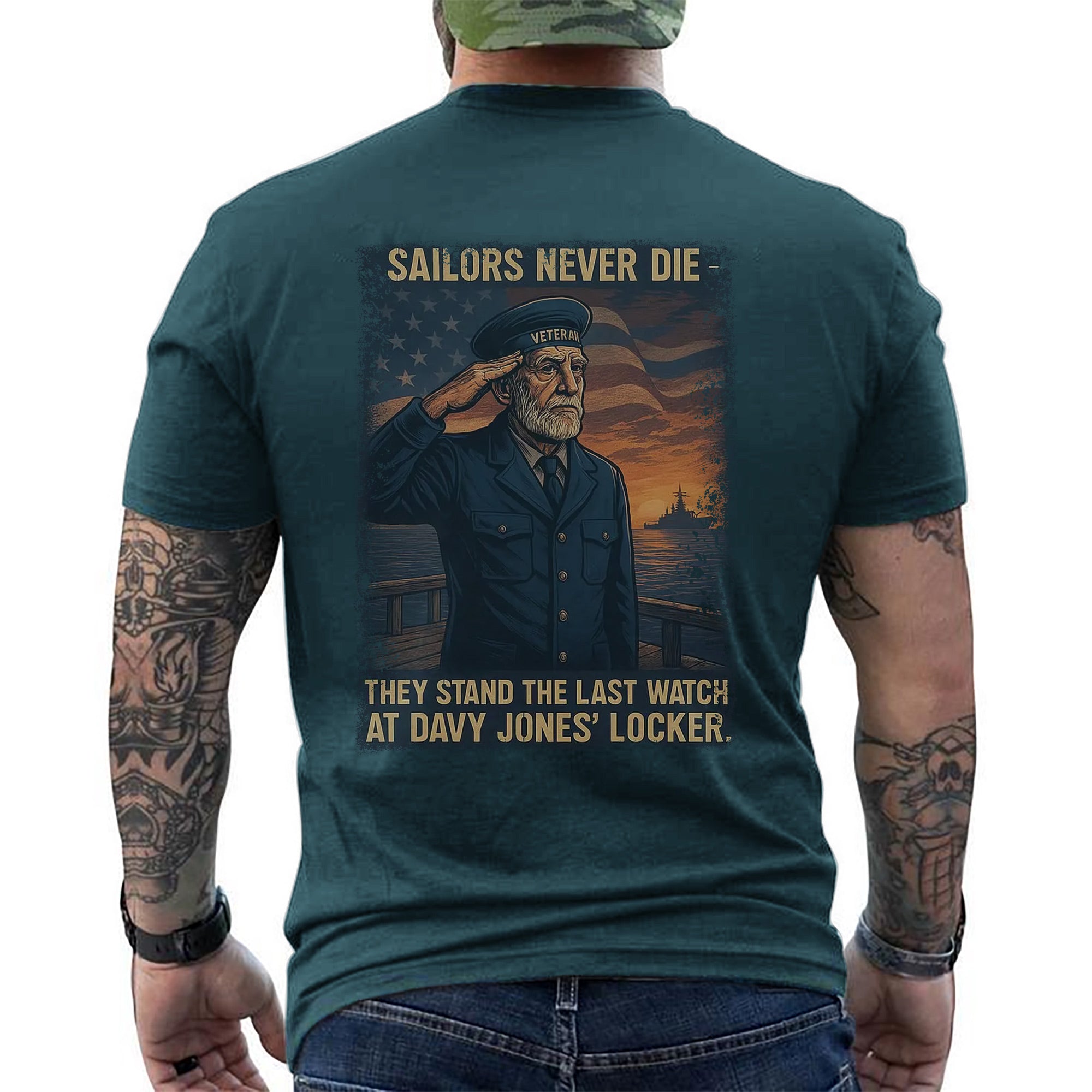 Sailors Never Die They Stand the Last Watch at Davy Jones’ Locker US Navy Veteran Tribute T-Shirt