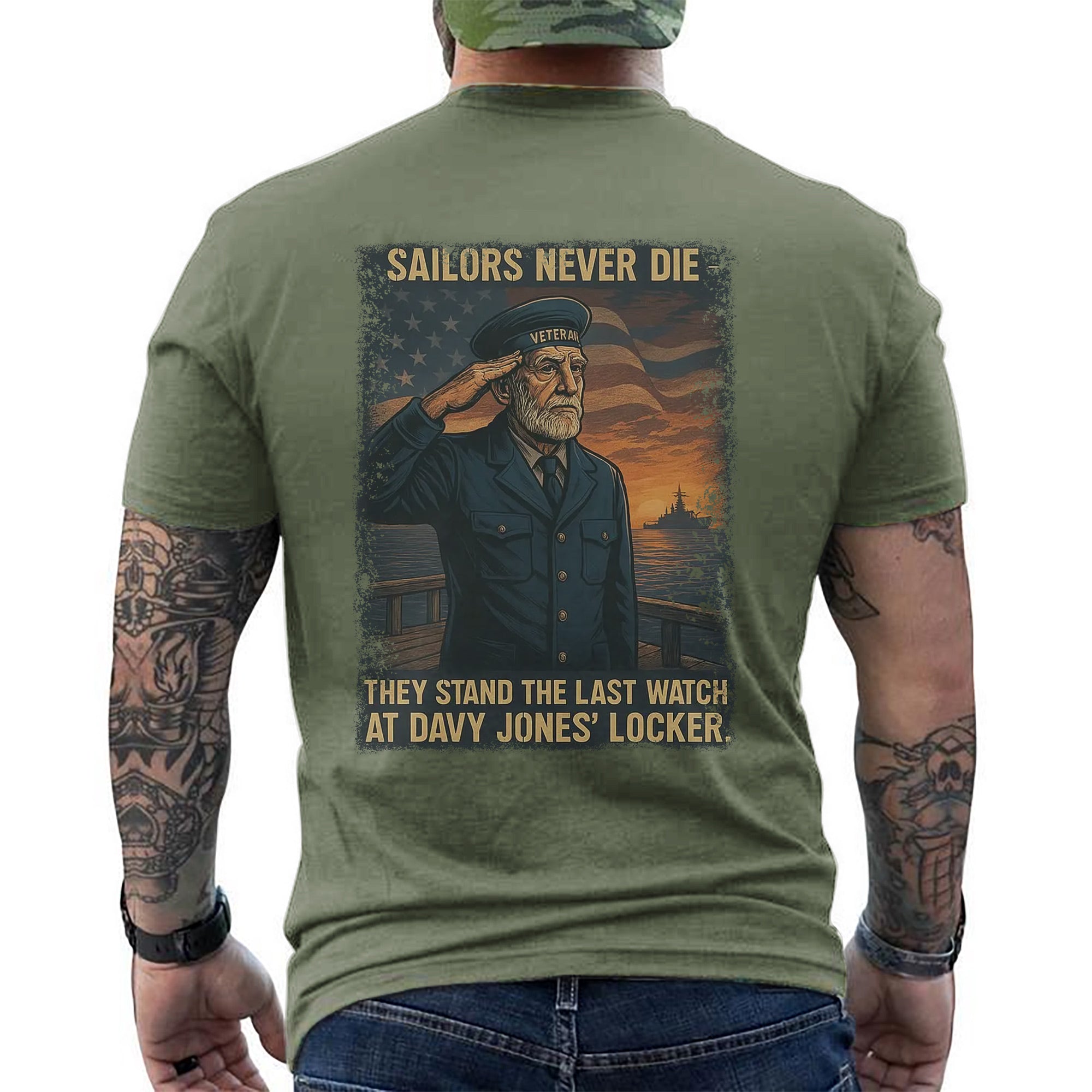 Sailors Never Die They Stand the Last Watch at Davy Jones’ Locker US Navy Veteran Tribute T-Shirt