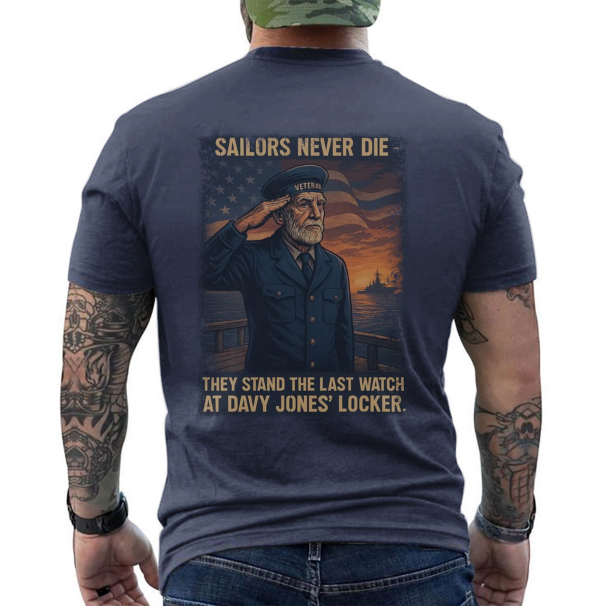 Sailors Never Die They Stand the Last Watch at Davy Jones’ Locker US Navy Veteran Tribute T-Shirt