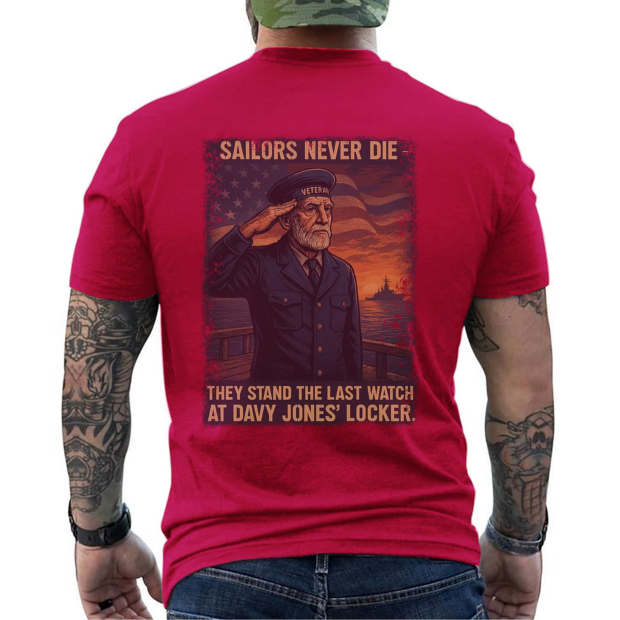 Sailors Never Die They Stand the Last Watch at Davy Jones’ Locker US Navy Veteran Tribute T-Shirt