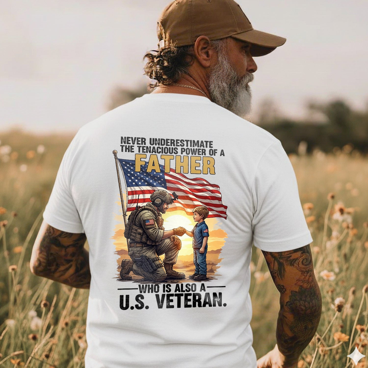 Never Underestimate the Power of a Father Who Is Also a US Veteran T-Shirt Secondary image