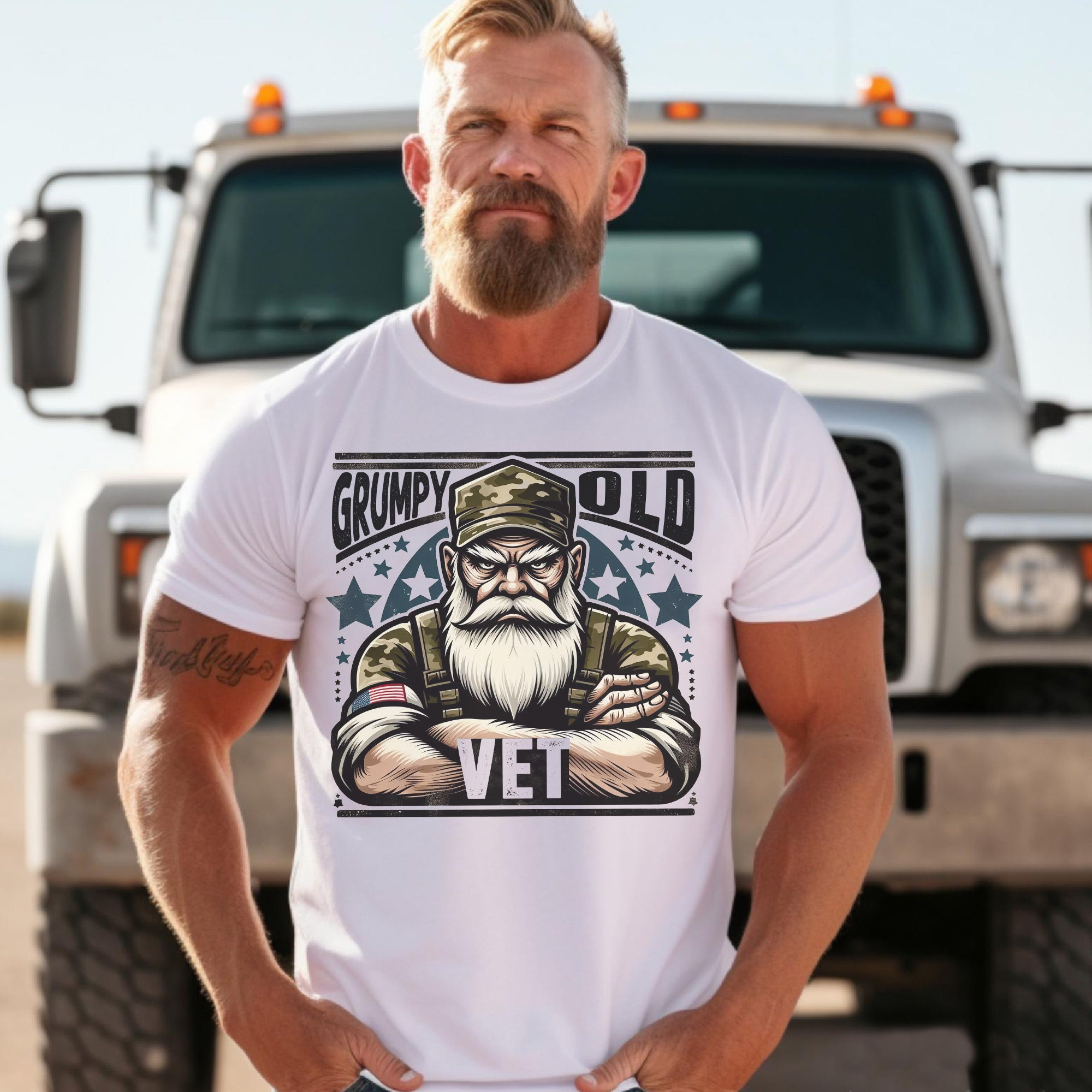 Grumpy Old Vet US Military Patriotic Veteran Tribute Honoring Service and Sacrifice T-Shirt