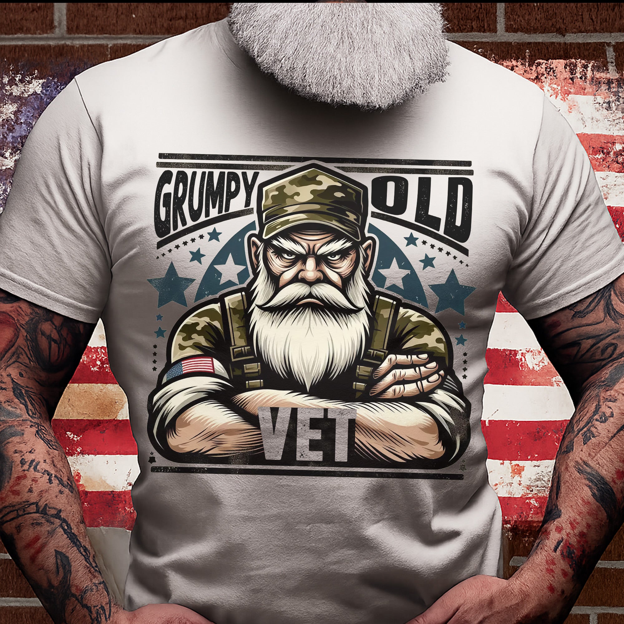 Grumpy Old Vet US Military Patriotic Veteran Tribute Honoring Service and Sacrifice T-Shirt