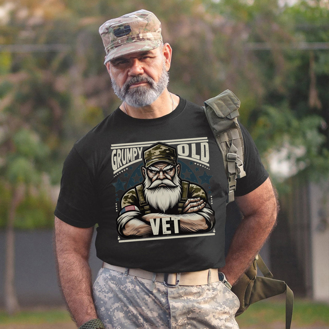 Grumpy Old Vet US Military Patriotic Veteran Tribute Honoring Service and Sacrifice T-Shirt