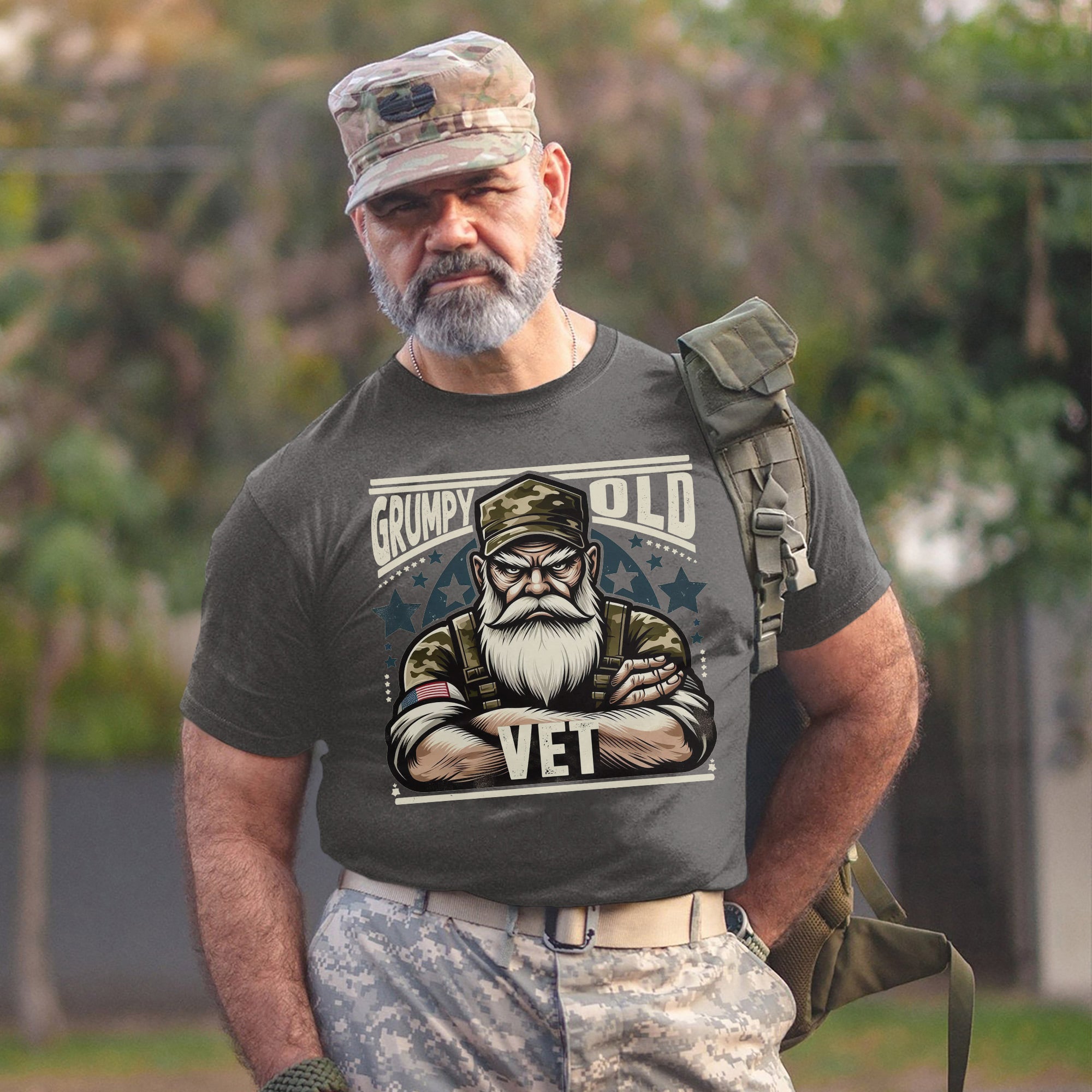Grumpy Old Vet US Military Patriotic Veteran Tribute Honoring Service and Sacrifice T-Shirt