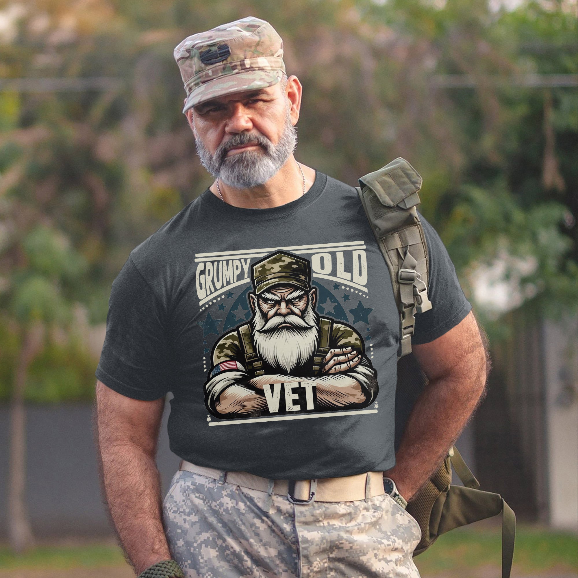 Grumpy Old Vet US Military Patriotic Veteran Tribute Honoring Service and Sacrifice T-Shirt