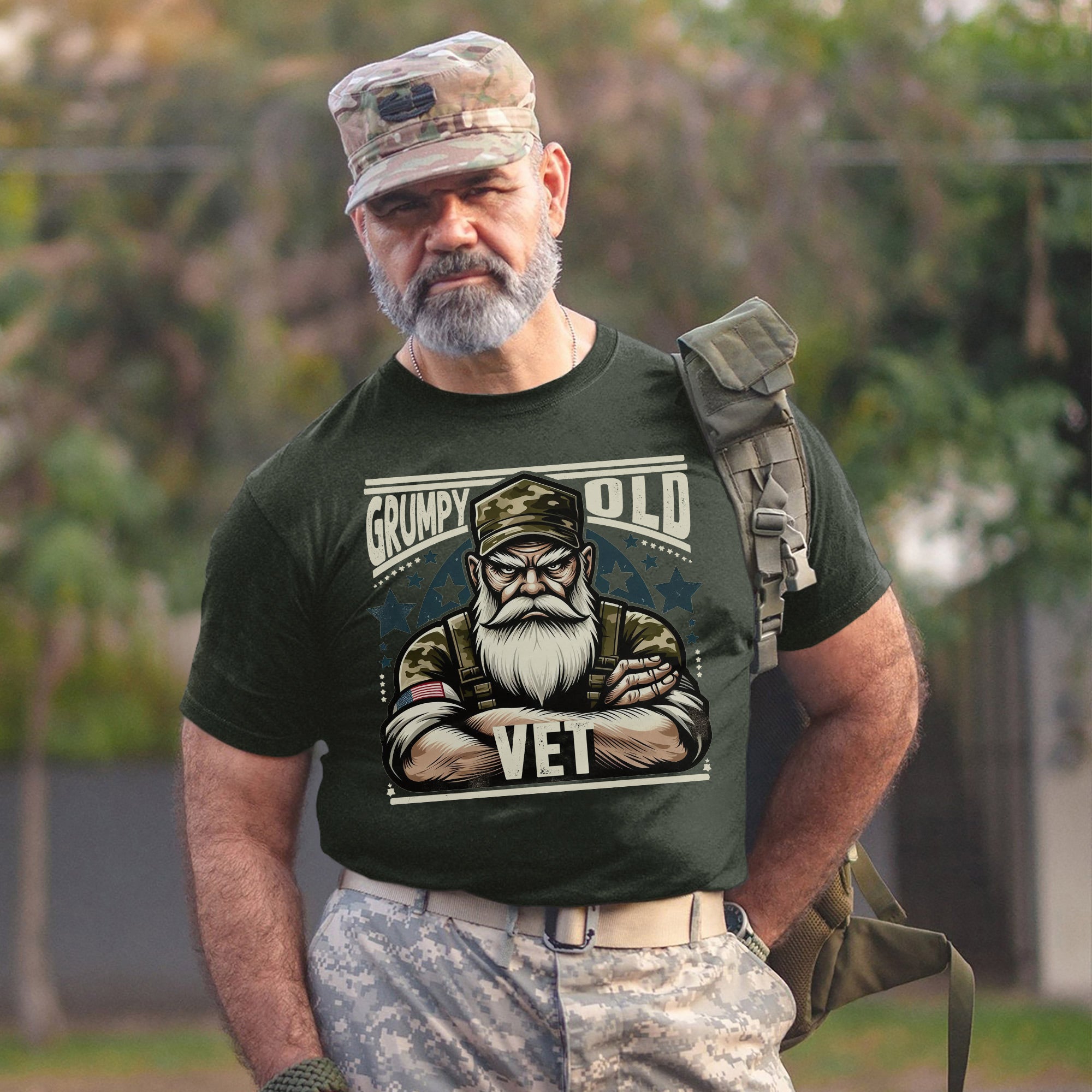 Grumpy Old Vet US Military Patriotic Veteran Tribute Honoring Service and Sacrifice T-Shirt