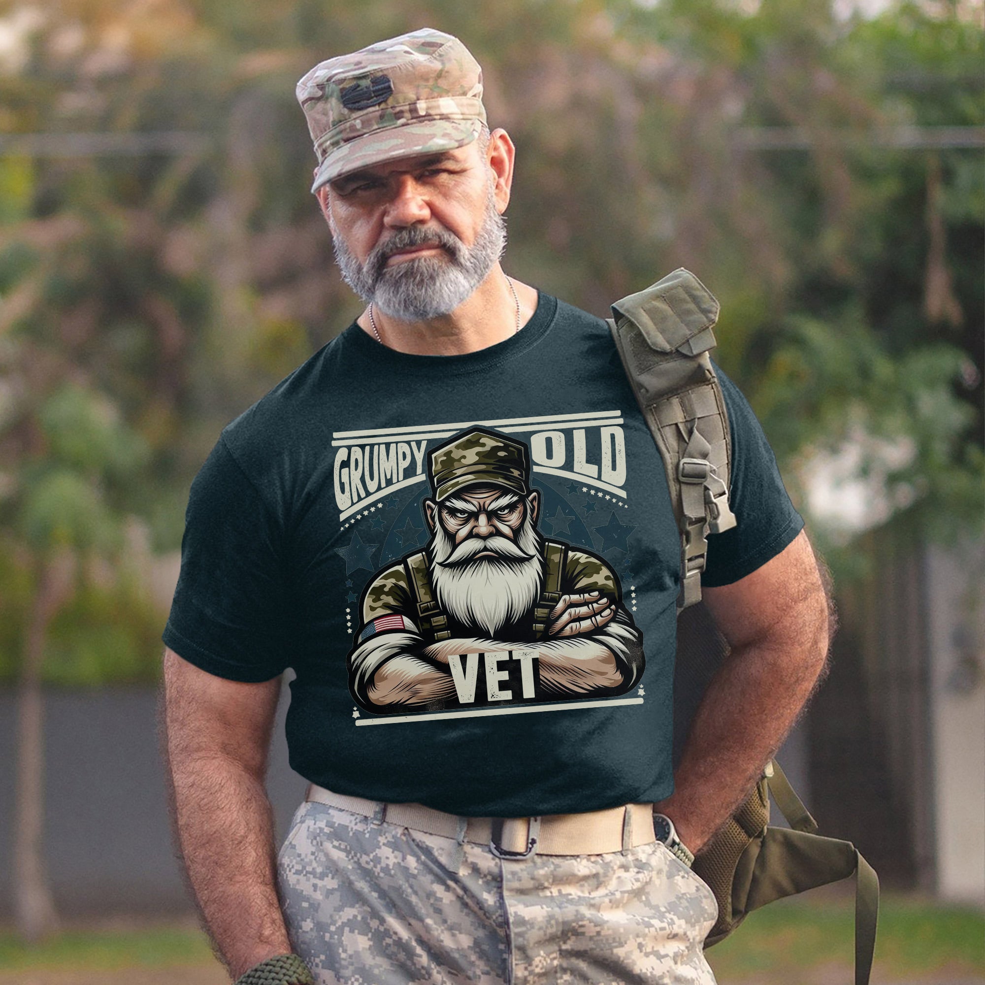 Grumpy Old Vet US Military Patriotic Veteran Tribute Honoring Service and Sacrifice T-Shirt
