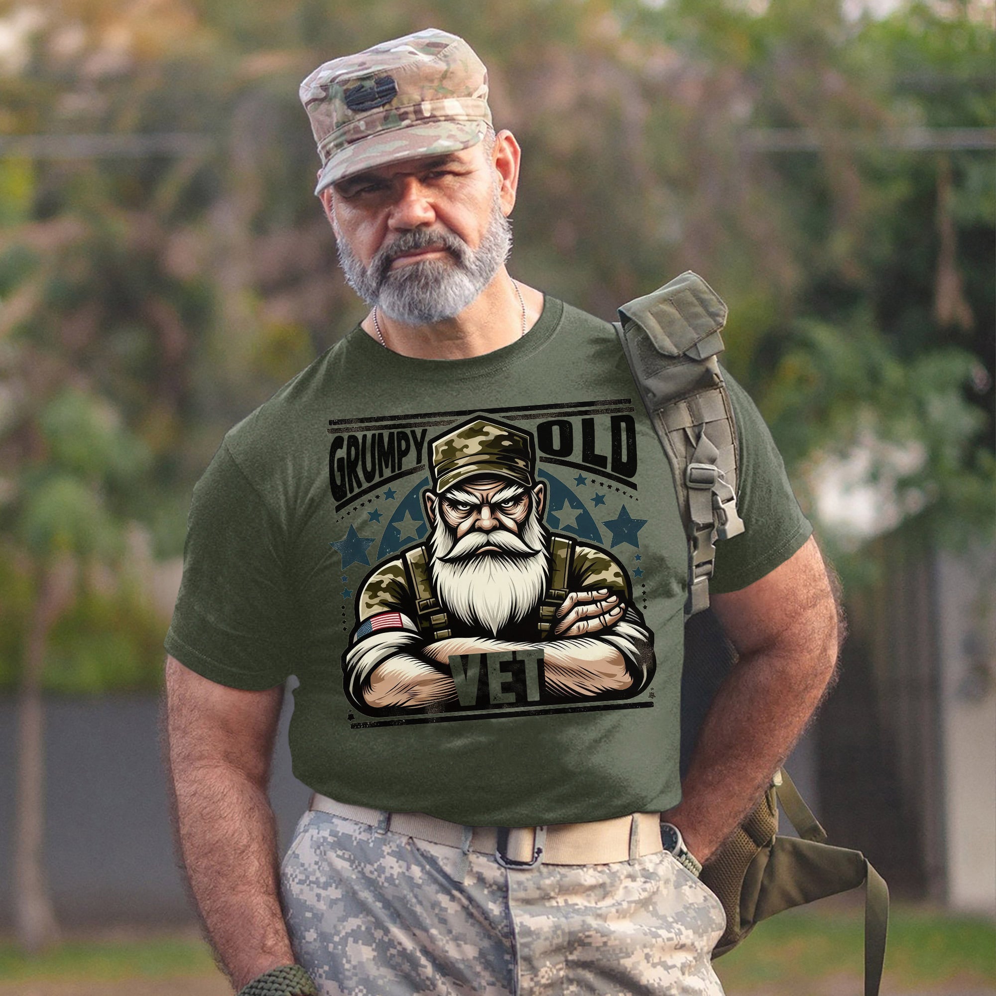 Grumpy Old Vet US Military Patriotic Veteran Tribute Honoring Service and Sacrifice T-Shirt
