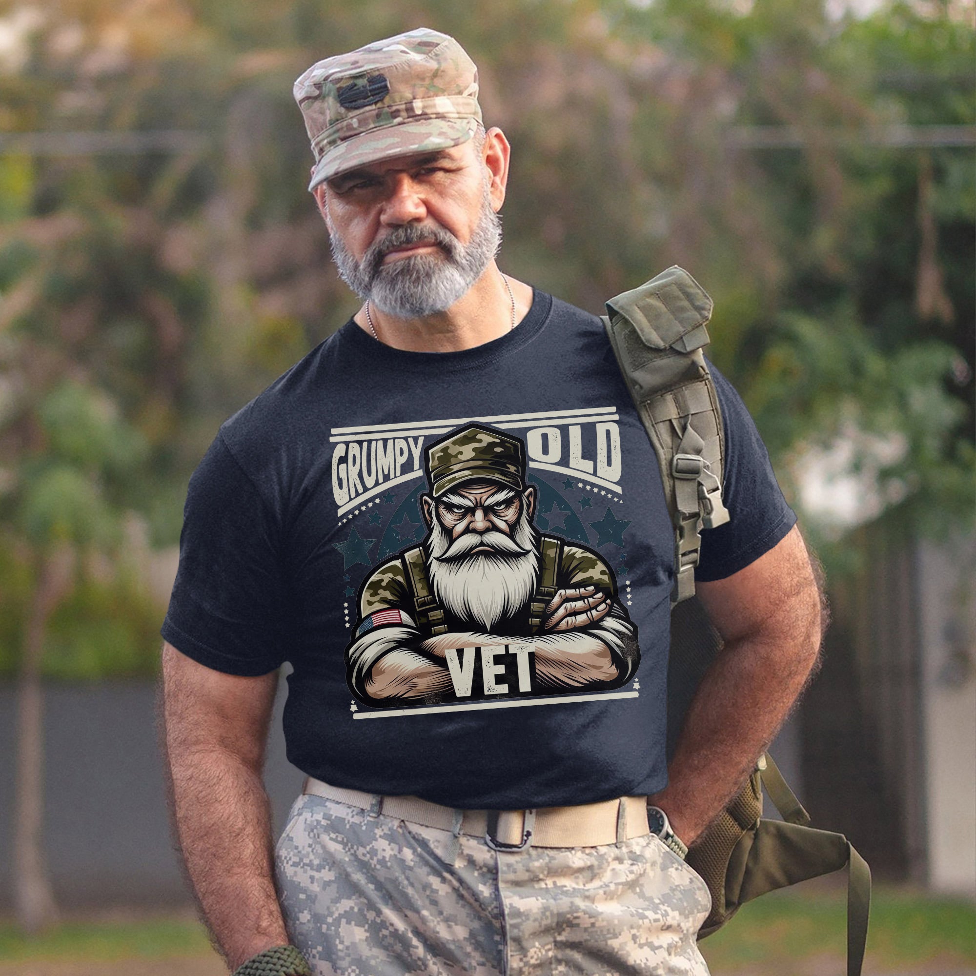 Grumpy Old Vet US Military Patriotic Veteran Tribute Honoring Service and Sacrifice T-Shirt