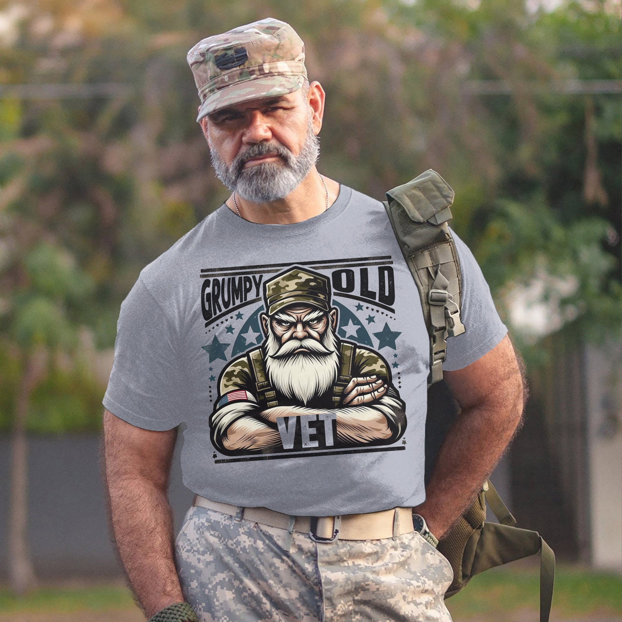 Grumpy Old Vet US Military Patriotic Veteran Tribute Honoring Service and Sacrifice T-Shirt