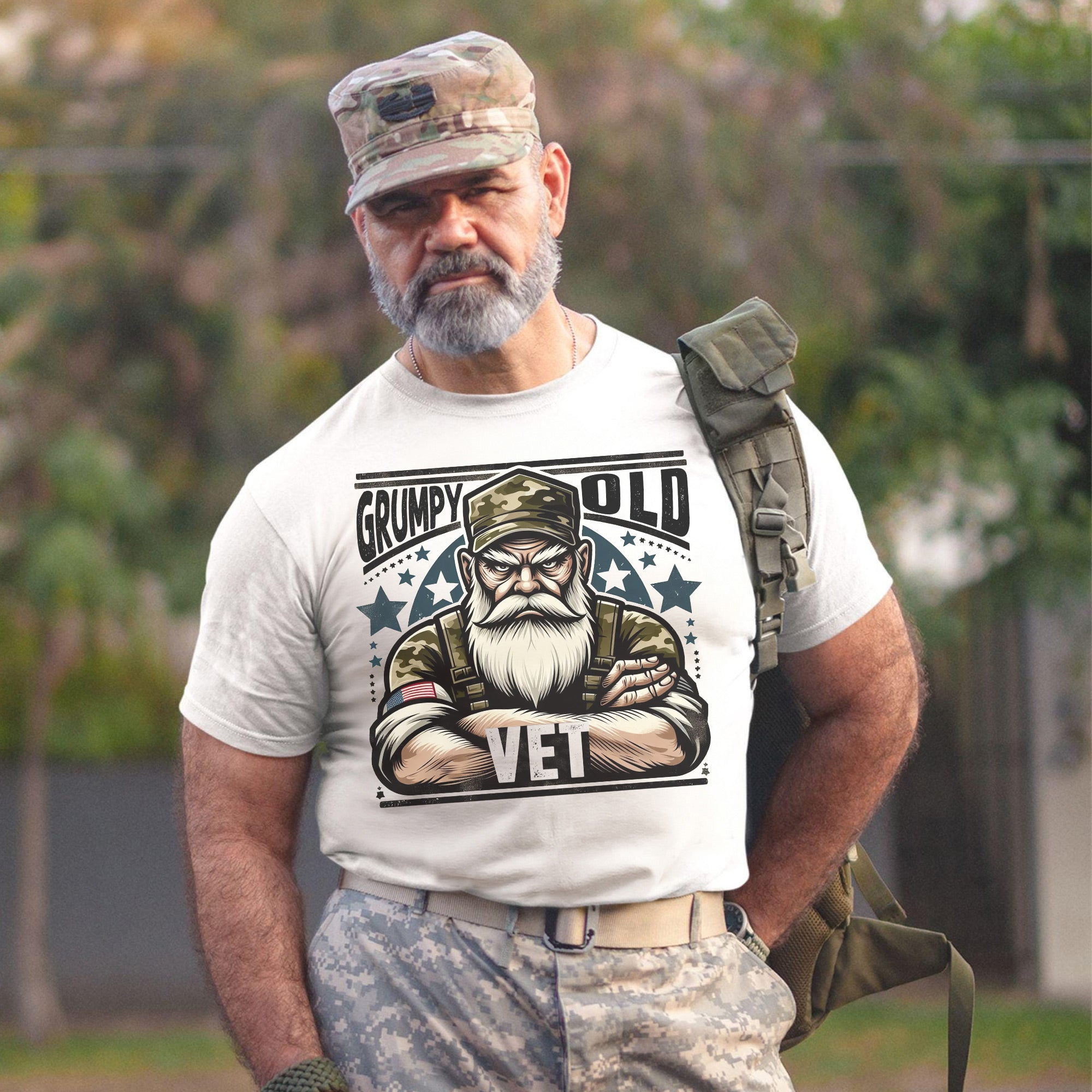 Grumpy Old Vet US Military Patriotic Veteran Tribute Honoring Service and Sacrifice T-Shirt