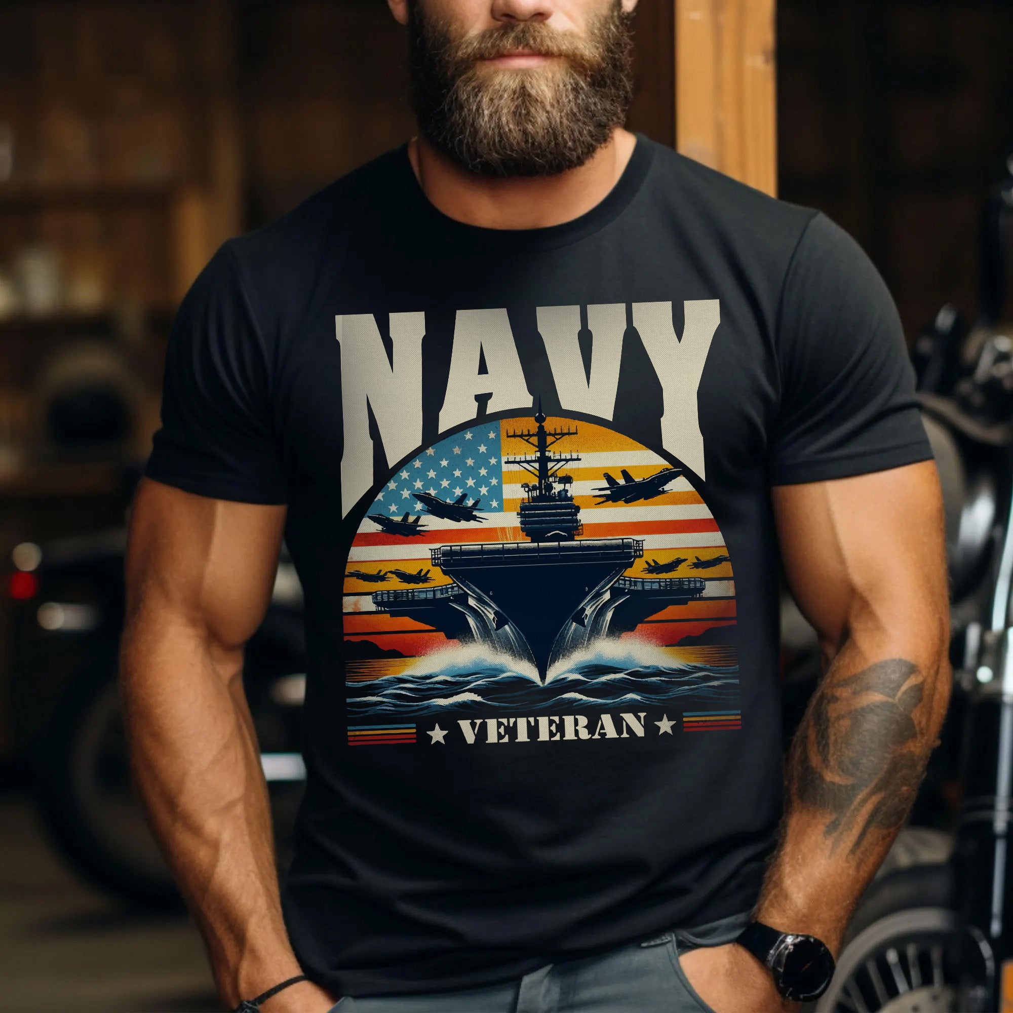 Navy Veteran US Military Patriotic Honoring Service and Sacrifice Tribute T-Shirt