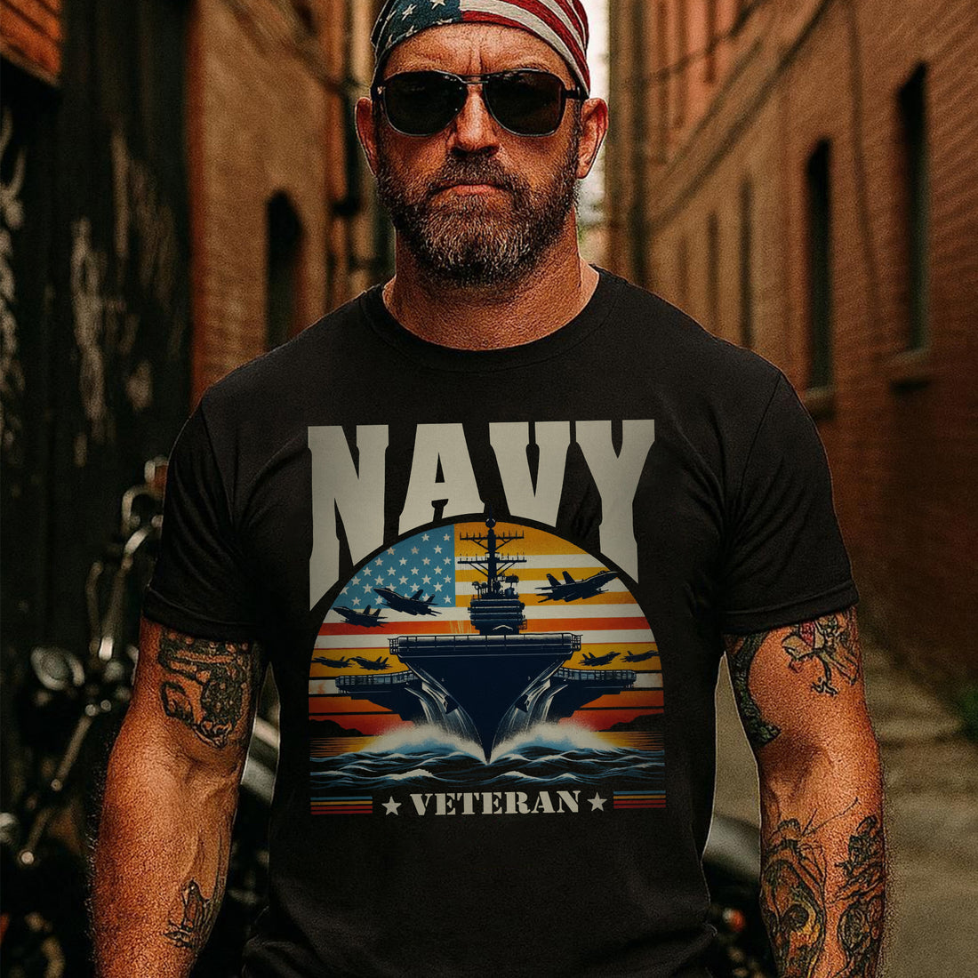 Navy Veteran US Military Patriotic Honoring Service and Sacrifice Tribute T-Shirt