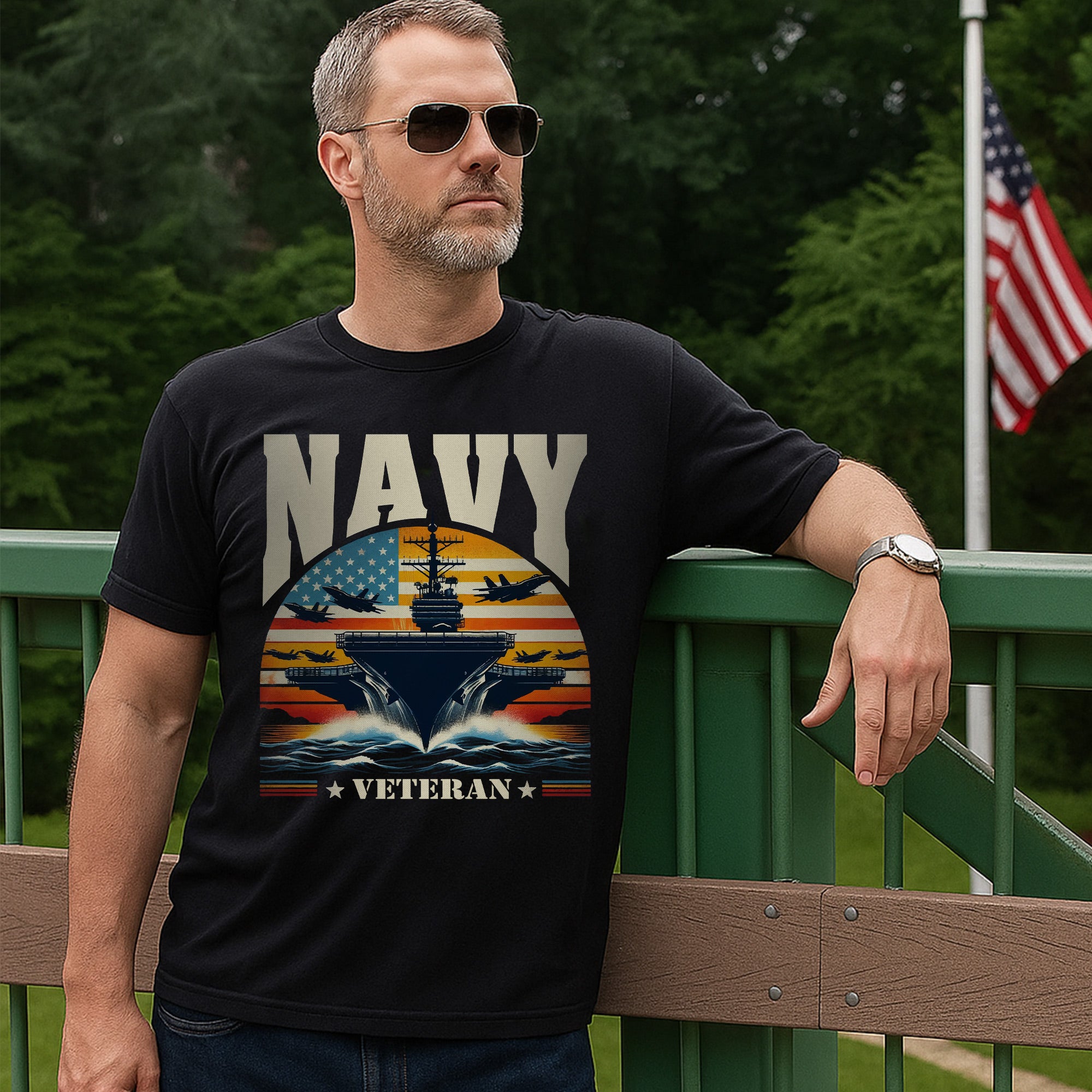 Navy Veteran US Military Patriotic Honoring Service and Sacrifice Tribute T-Shirt