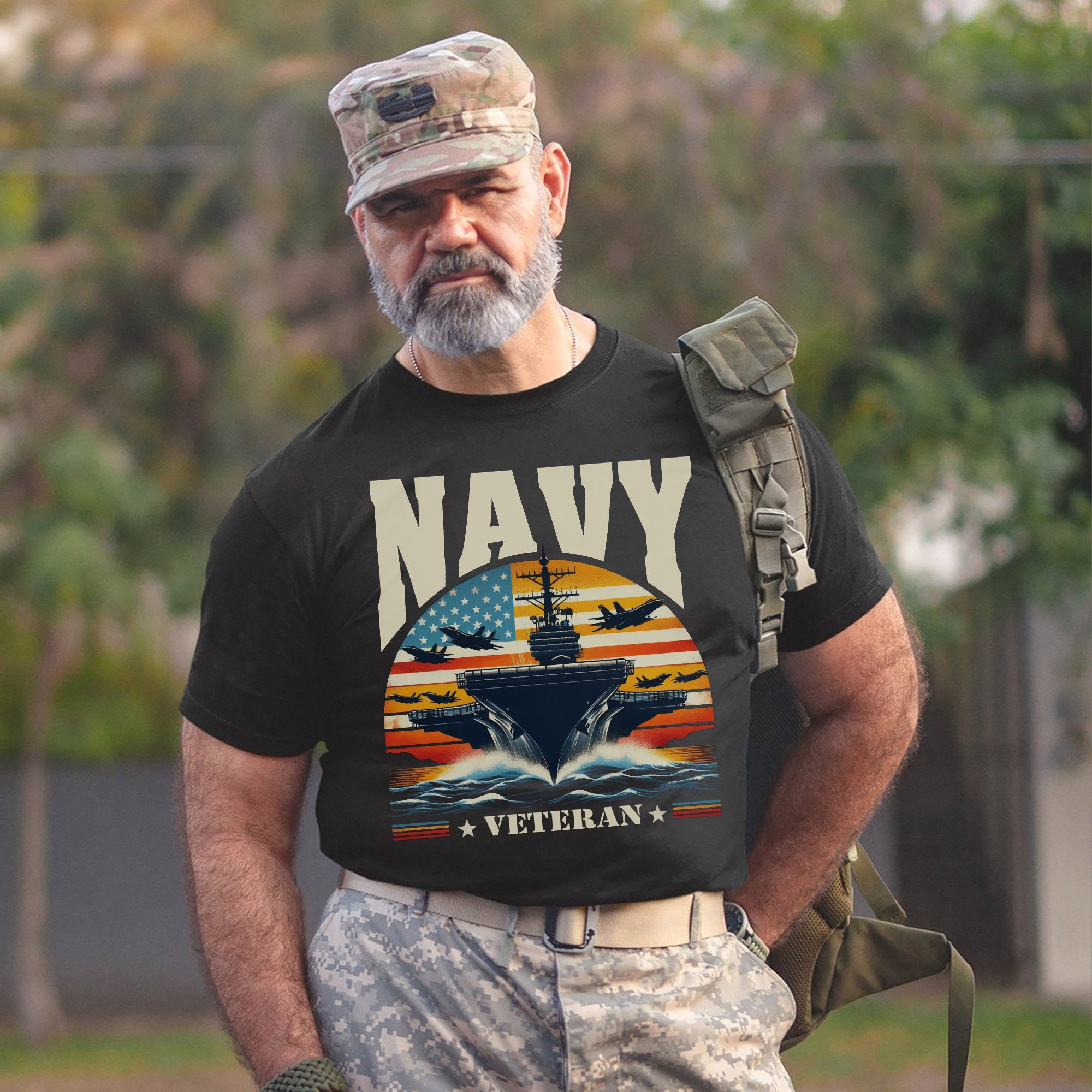 Navy Veteran US Military Patriotic Honoring Service and Sacrifice Tribute T-Shirt