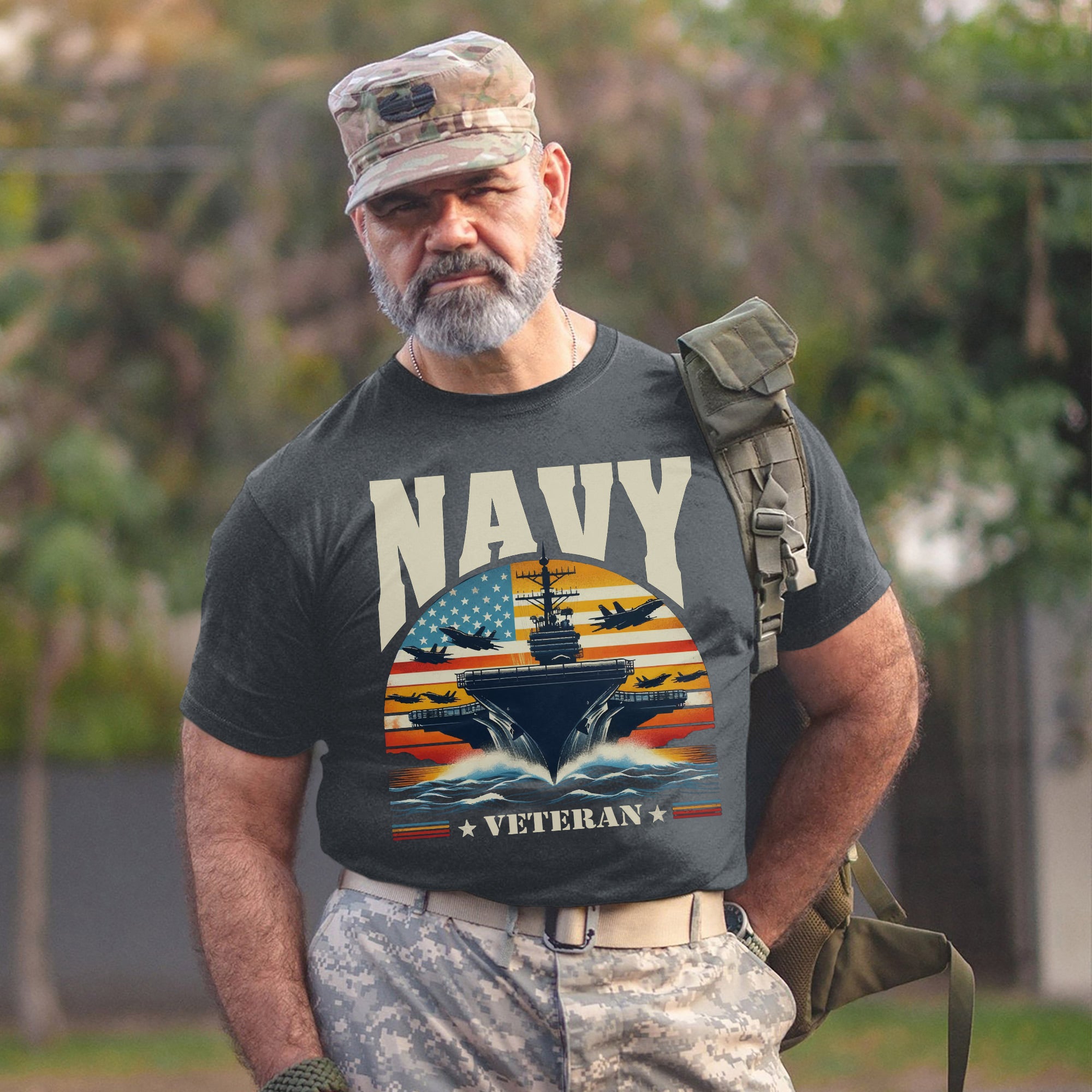 Navy Veteran US Military Patriotic Honoring Service and Sacrifice Tribute T-Shirt