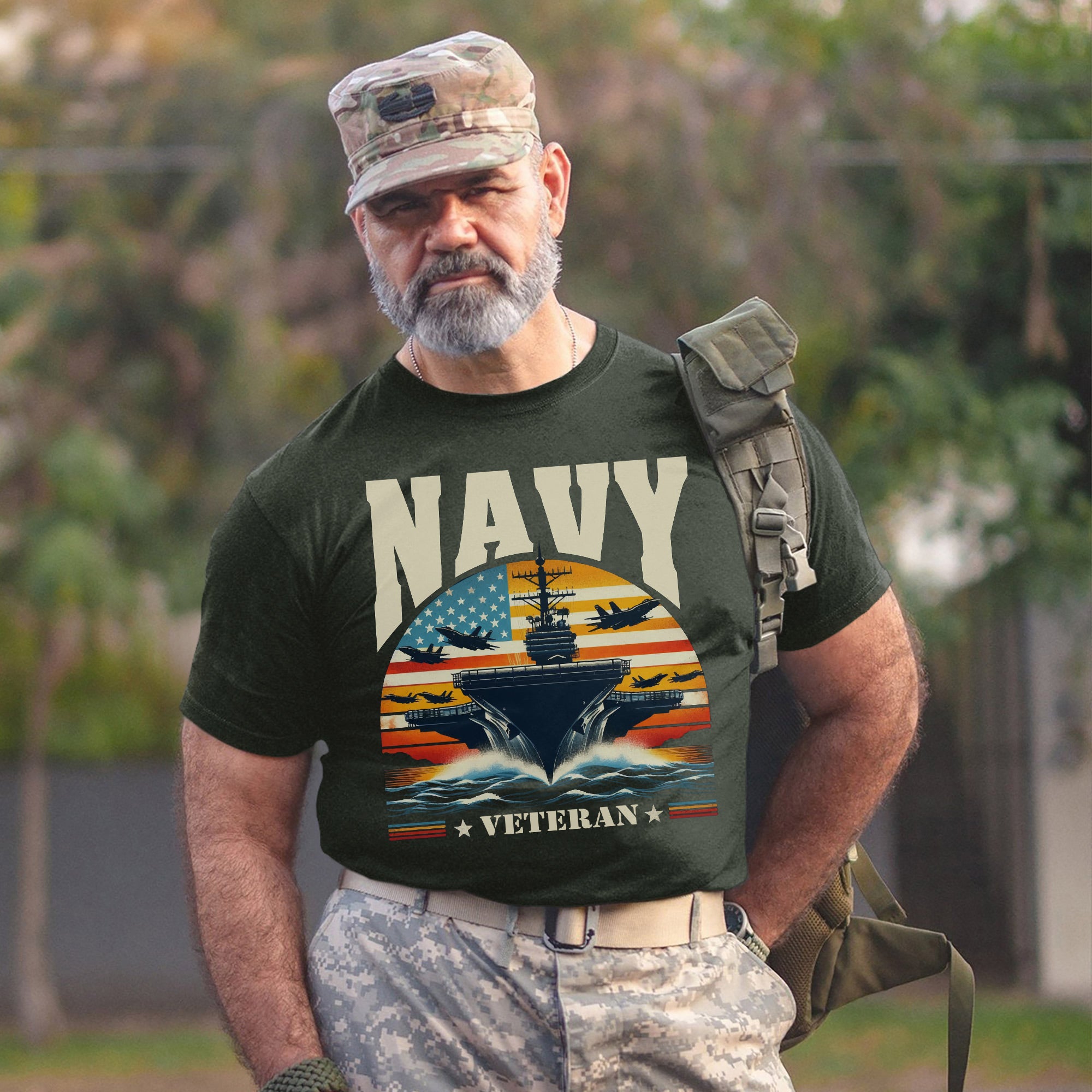 Navy Veteran US Military Patriotic Honoring Service and Sacrifice Tribute T-Shirt
