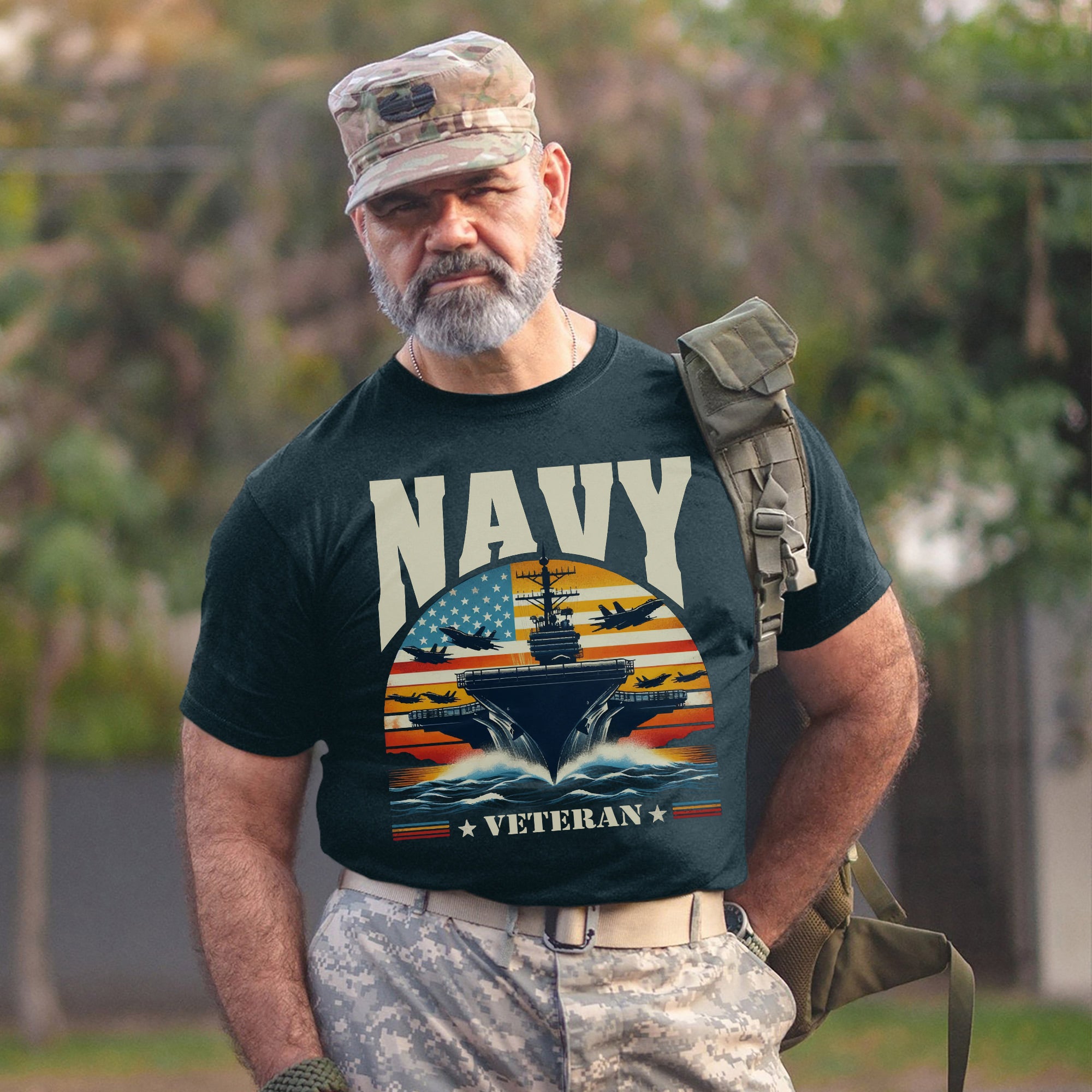 Navy Veteran US Military Patriotic Honoring Service and Sacrifice Tribute T-Shirt