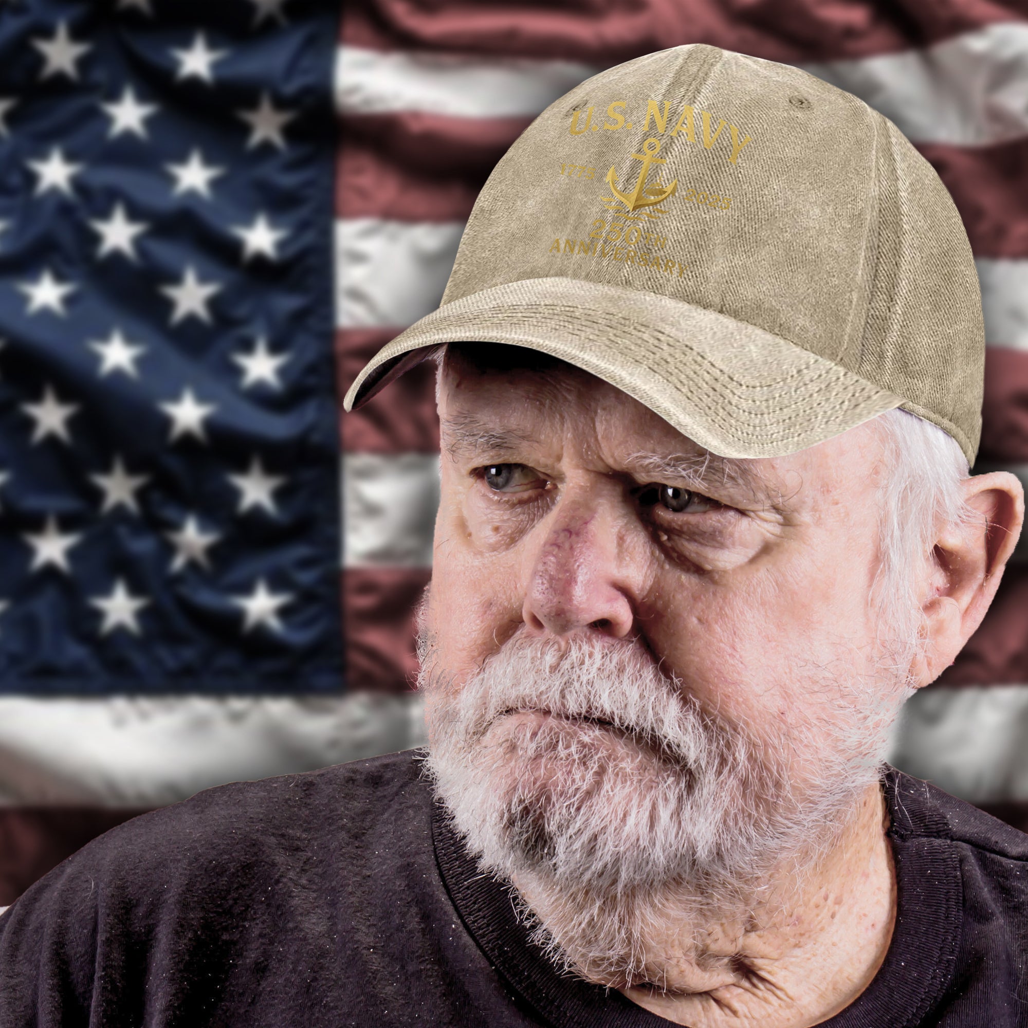 US Navy 1775–2025 250th Anniversary Patriotic Military Veteran Service Tribute Baseball Cap