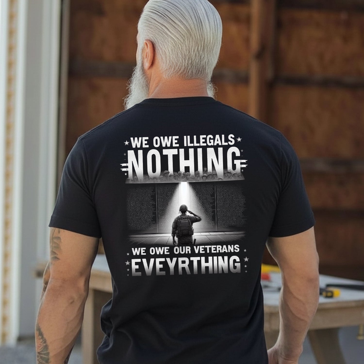 We Owe Illegals Nothing We Owe Our Veterans Everything T-Shirt Secondary image