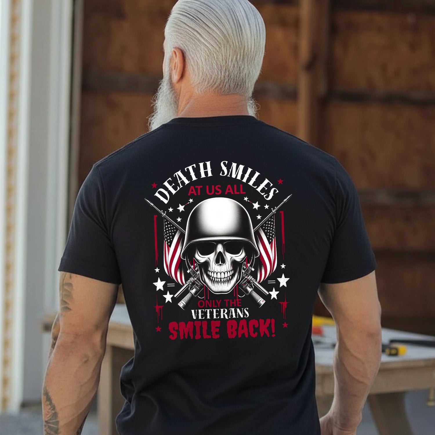 Death Smiles at Us All Only the Veteran T-Shirt