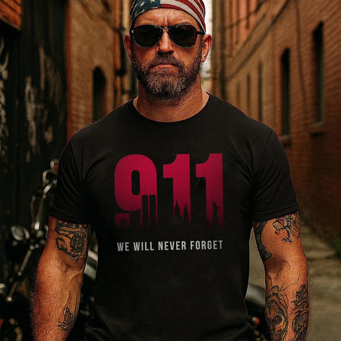 9/11 We Will Never Forget US Military Patriotic Remembrance Tribute T-Shirt